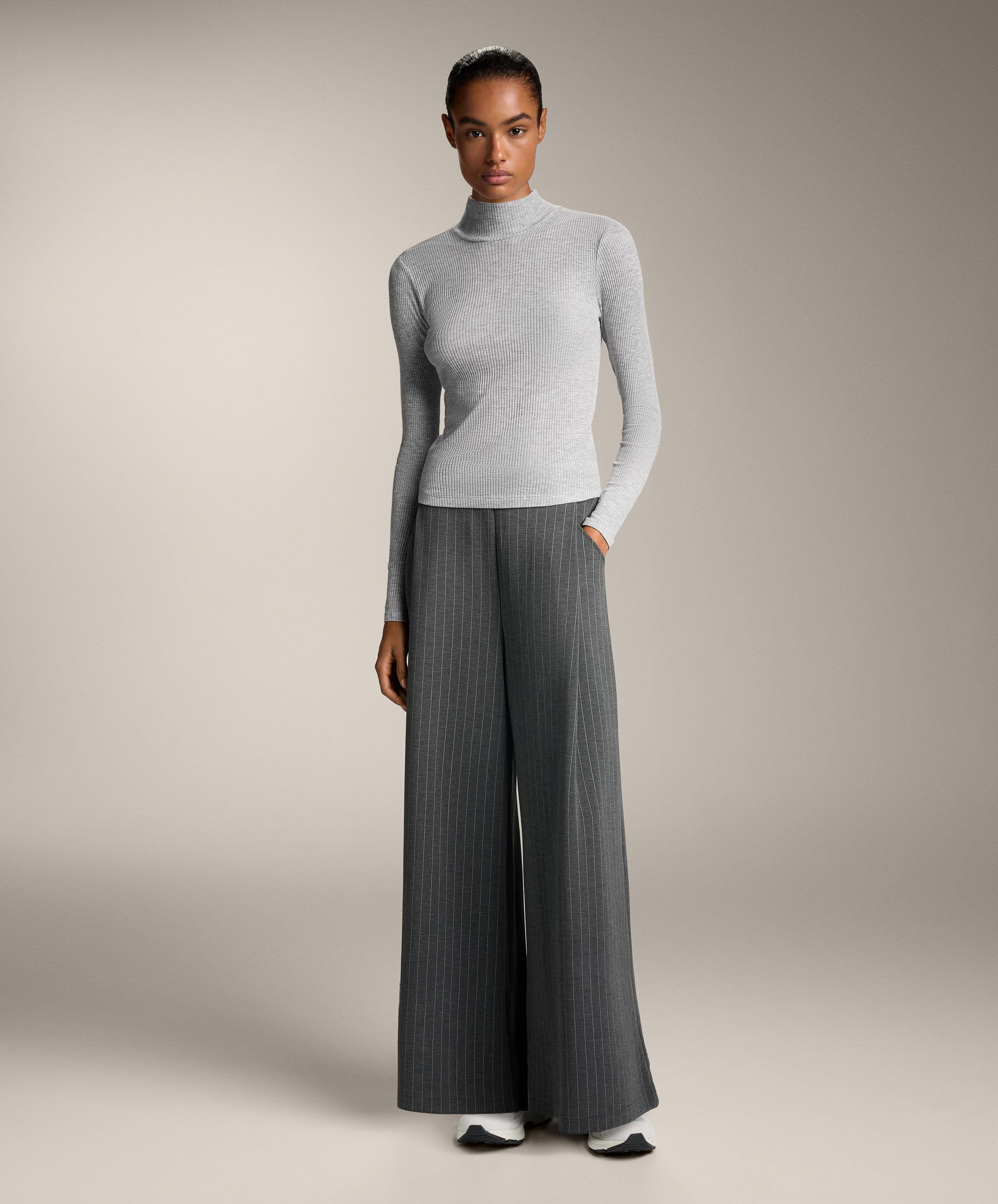 Rib high-neck thermal base layer T-shirt with lyocell - Sale Rib high-neck thermal base layer T-shirt with lyocell - Sale