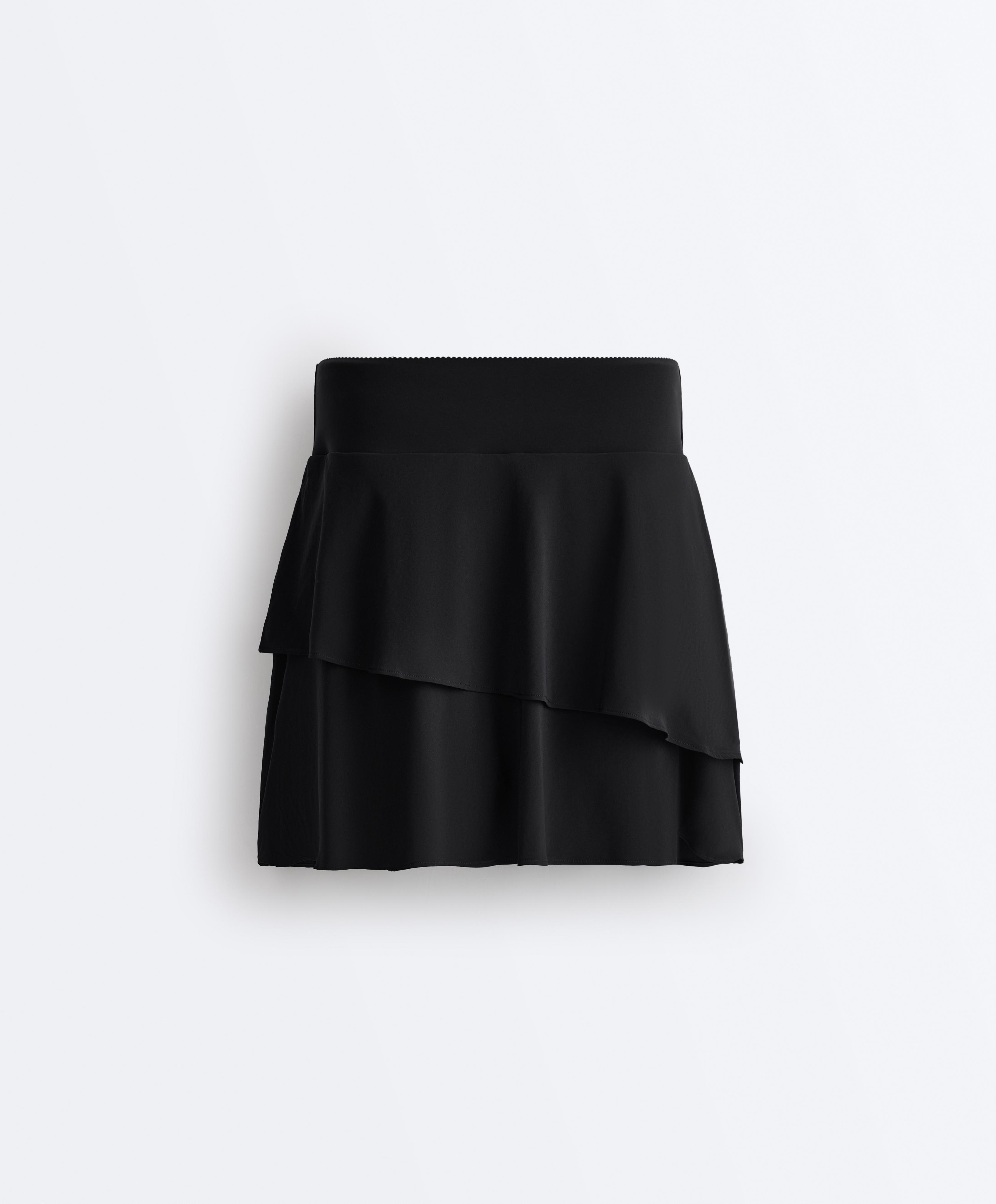 High-rise Compressive frill short skirt — BLACK