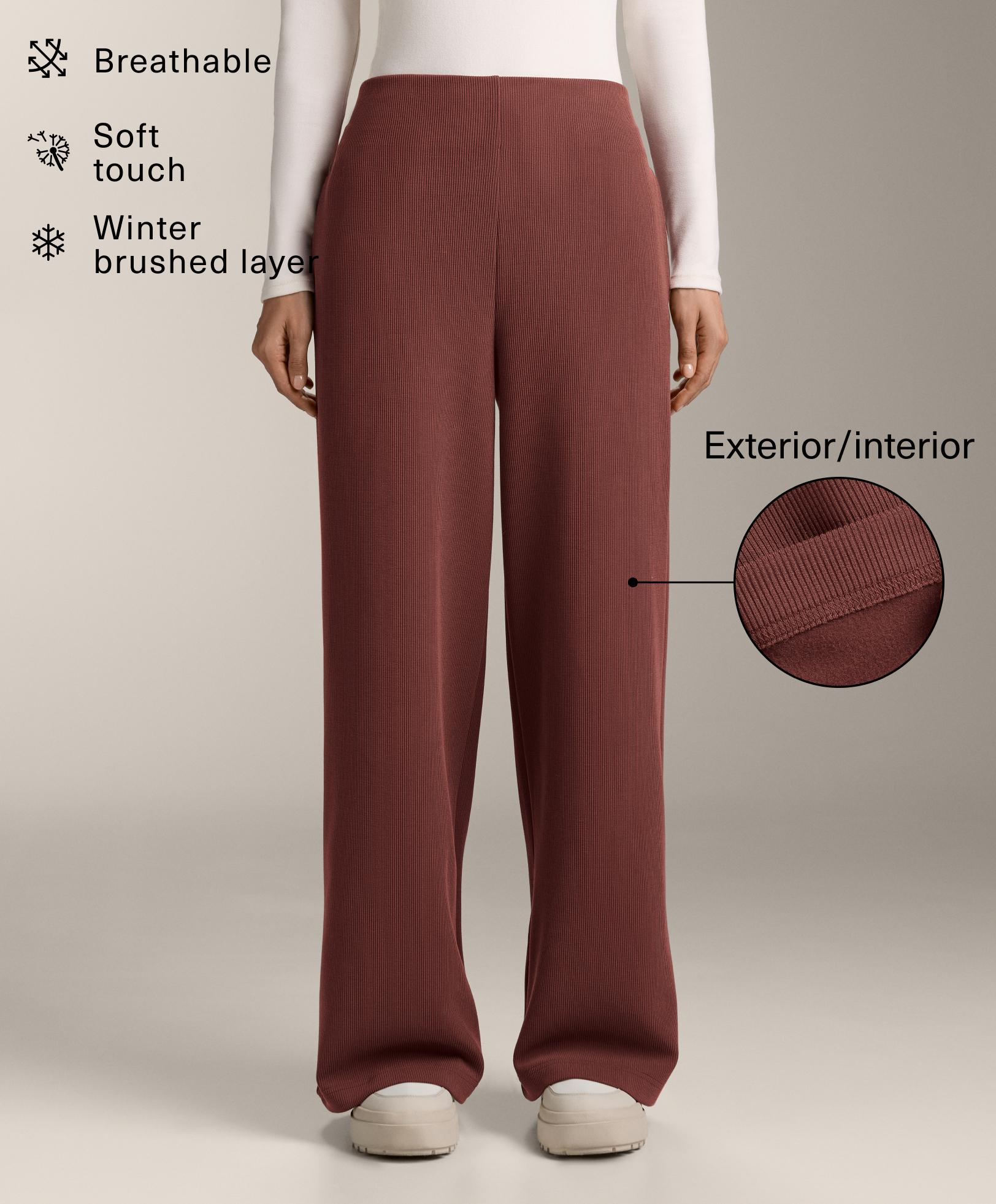 High rise rib trousers with soft touch modal - Sale