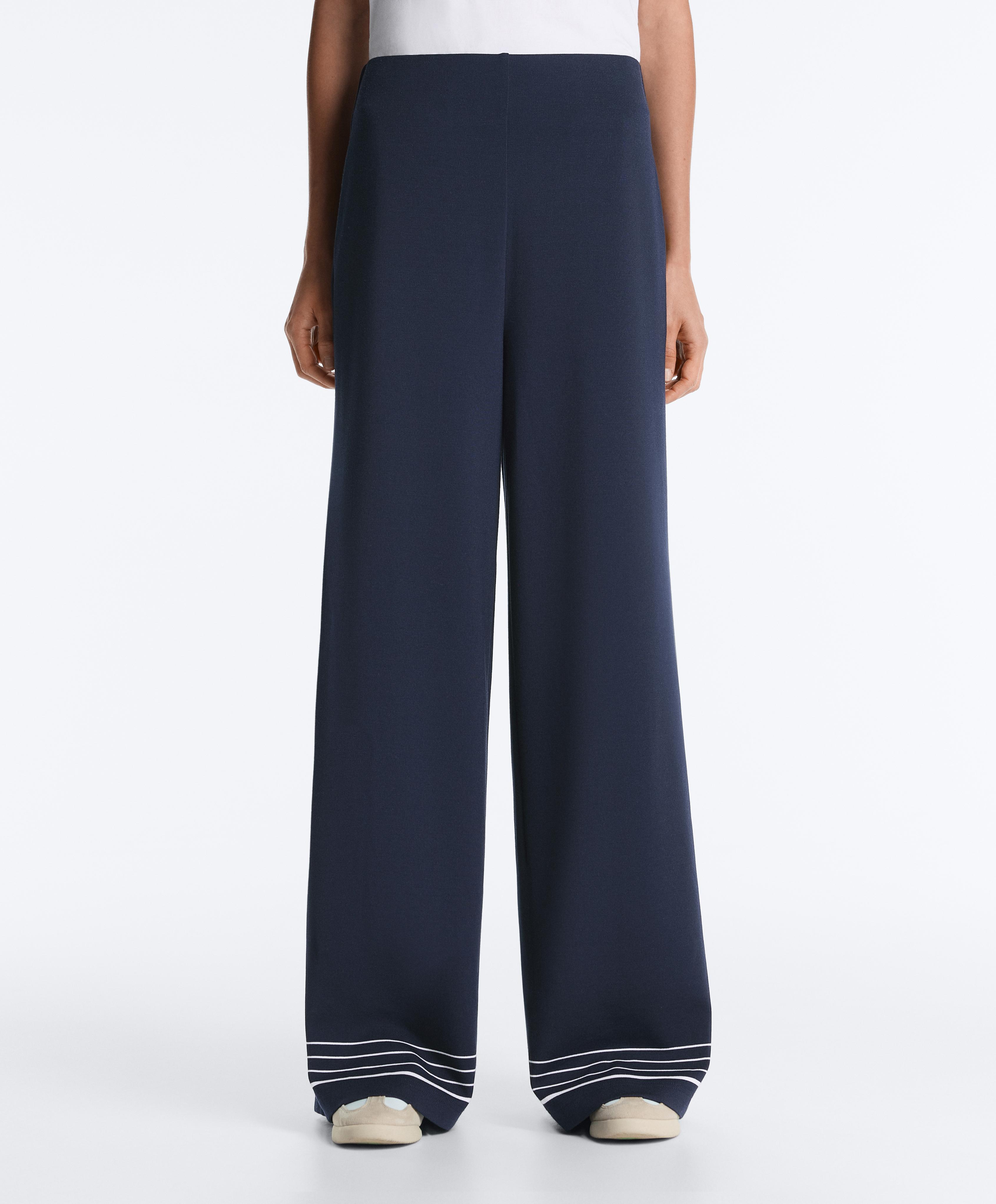 Soft-touch modal trousers with sailor stripe detail — NAVY BLUE