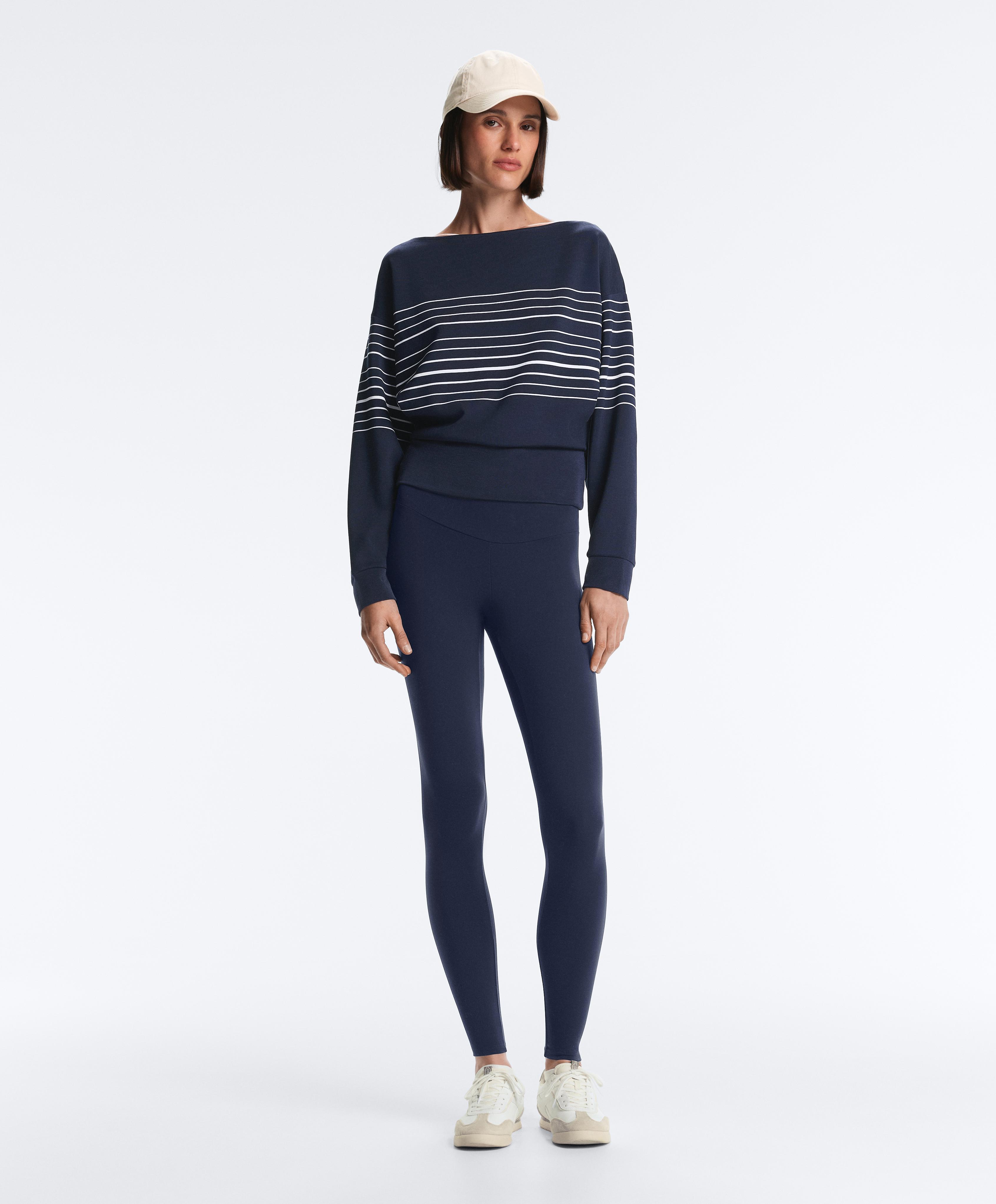 Sailor stripe soft-touch sweatshirt with modal — NAVY BLUE