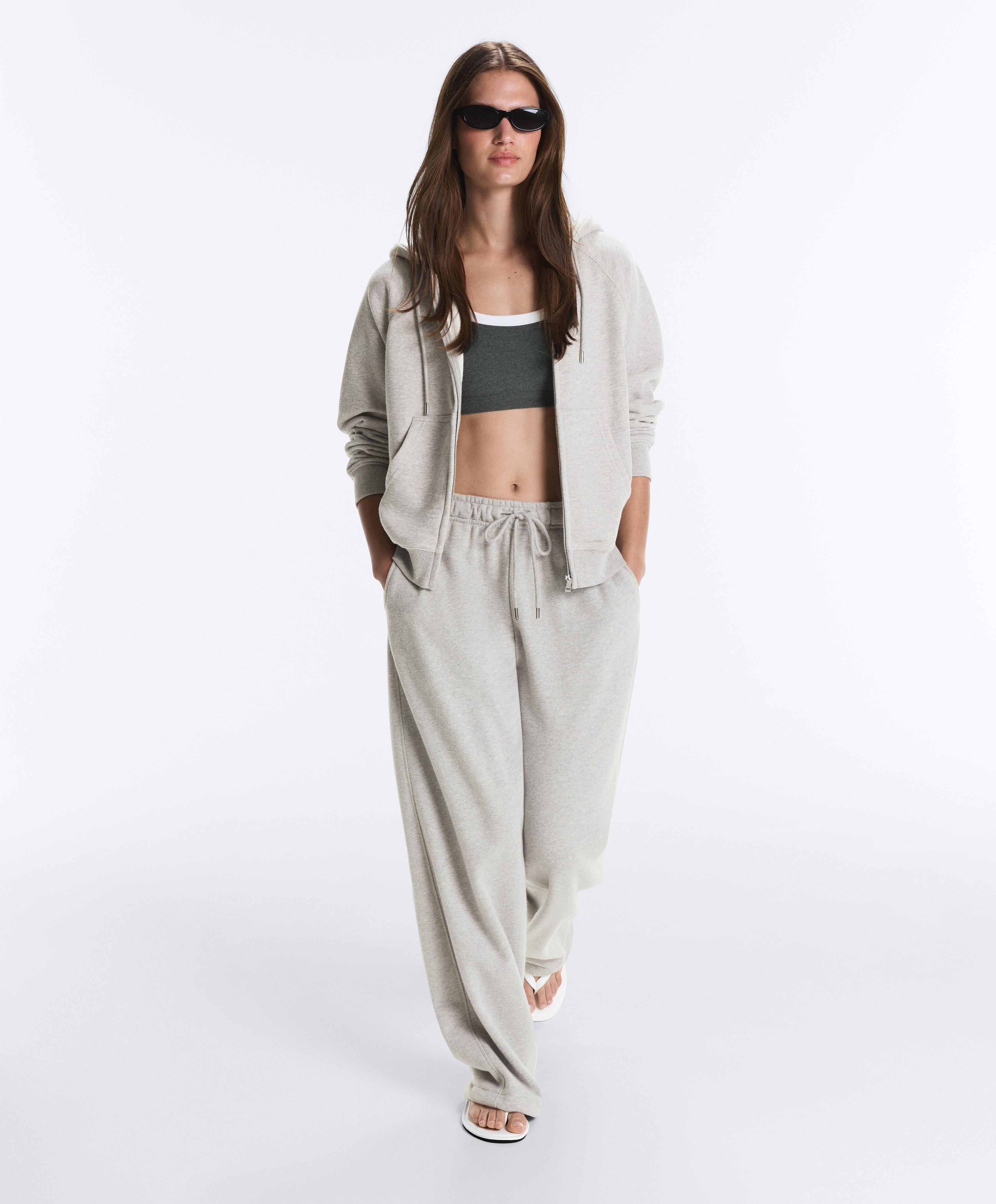 Zip-up fleece hoodie — MID-GREY MELANGE