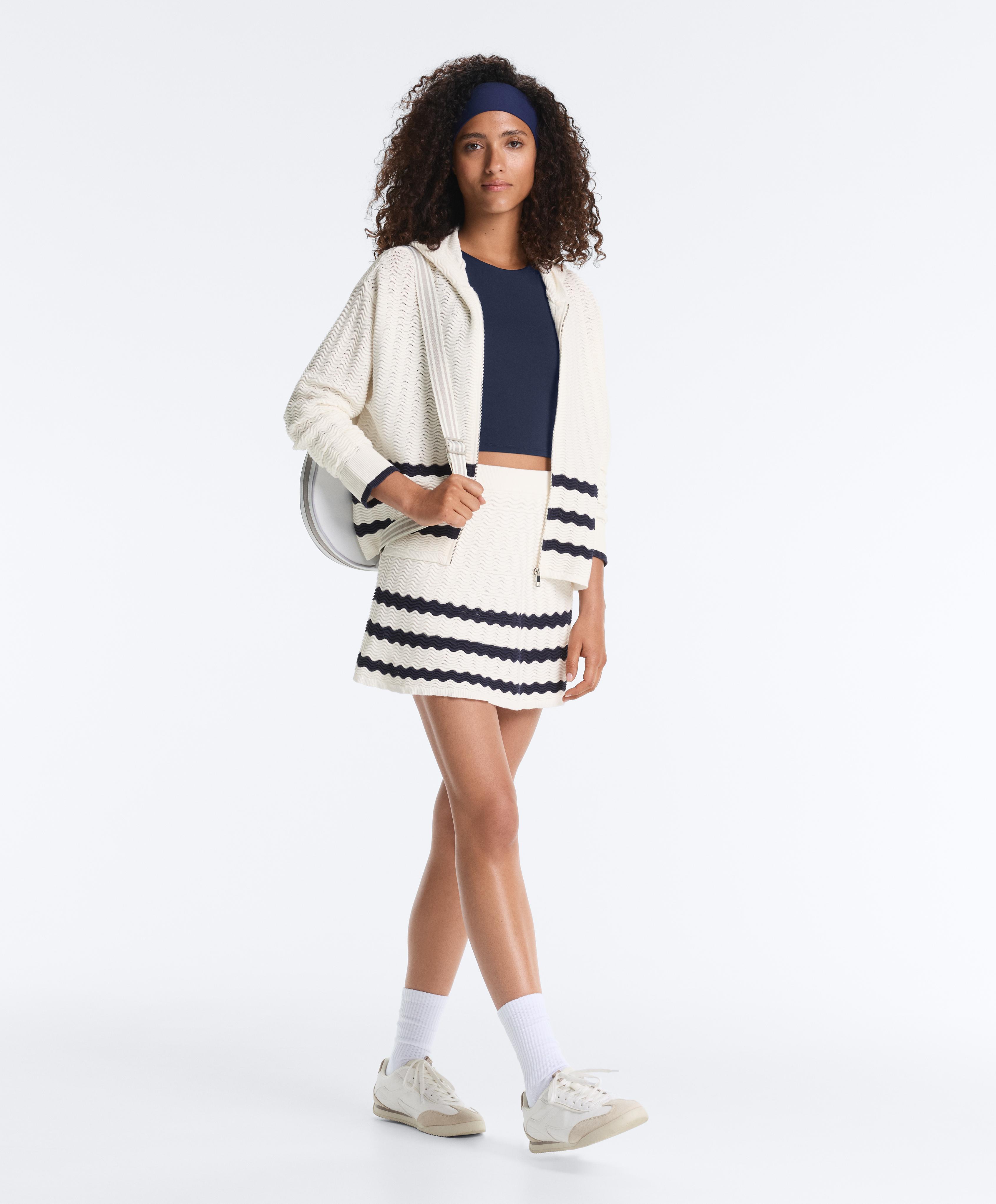 Wave knit short skirt — PALE ECRU