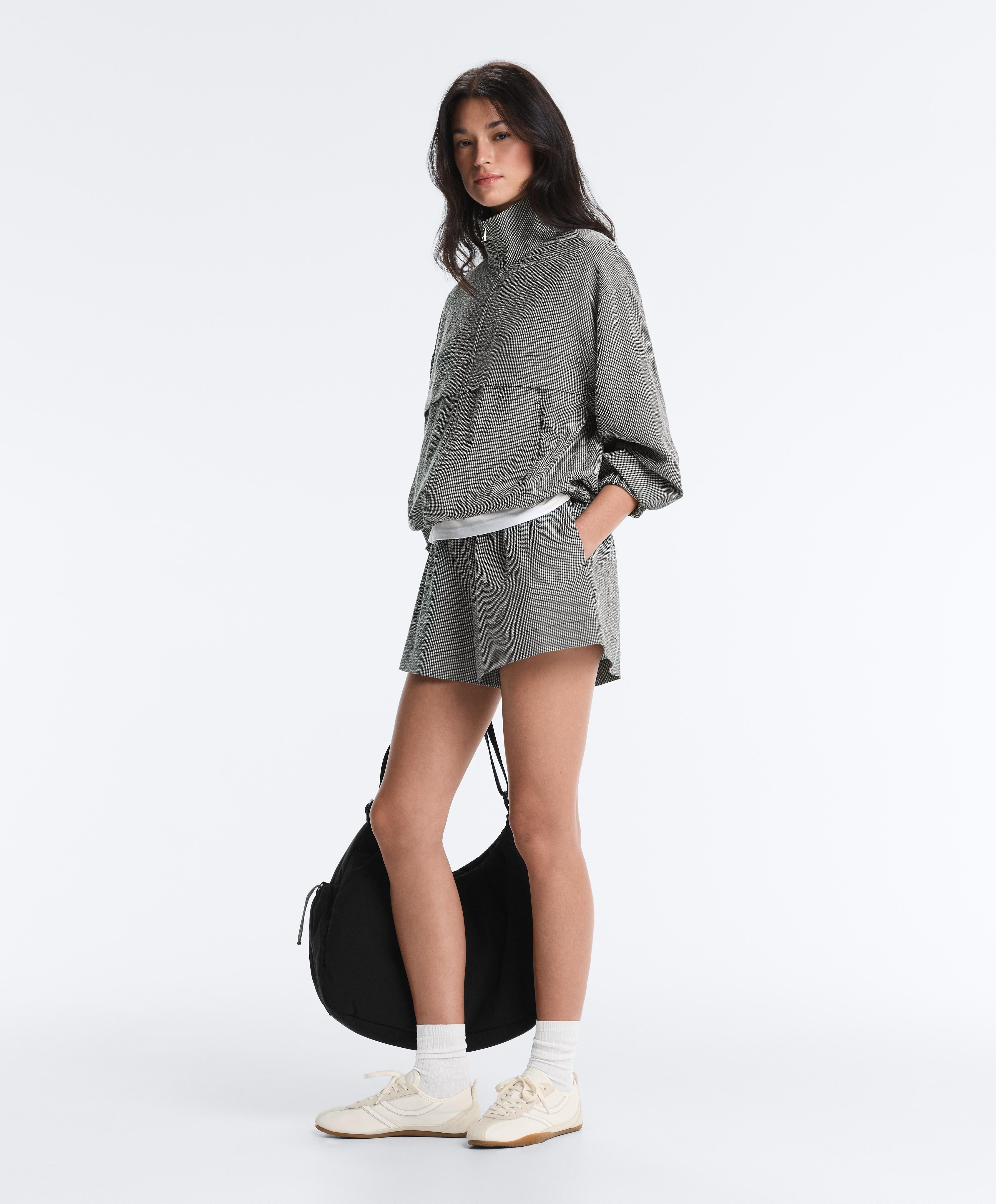 Lyocell blend gingham shorts — DUSTY BLACK