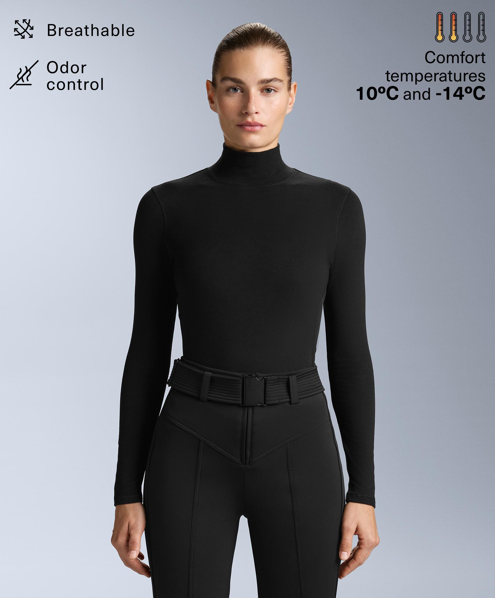 High-neck thermal base layer fleece top