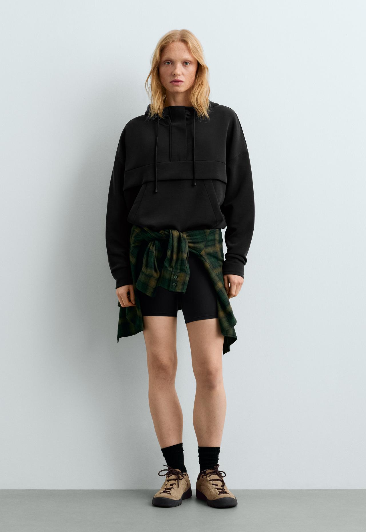 Soft-touch modal sweatshirt with zip — BLACK