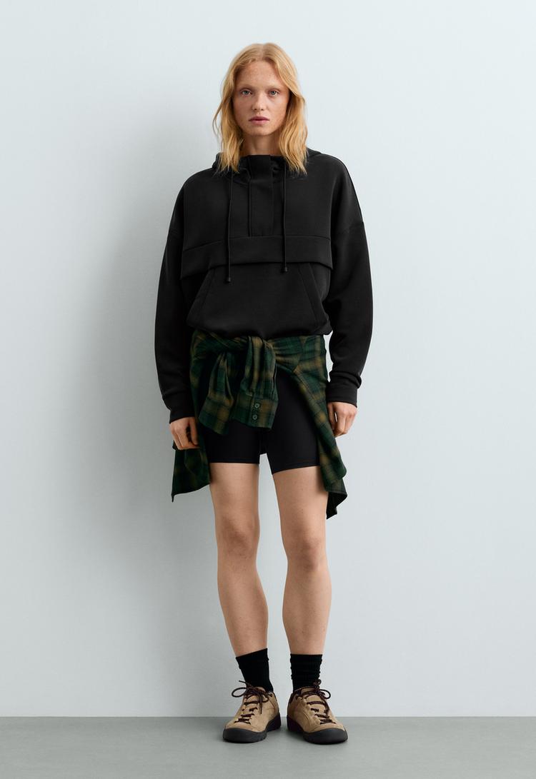 Soft-touch modal sweatshirt with zip — BLACK