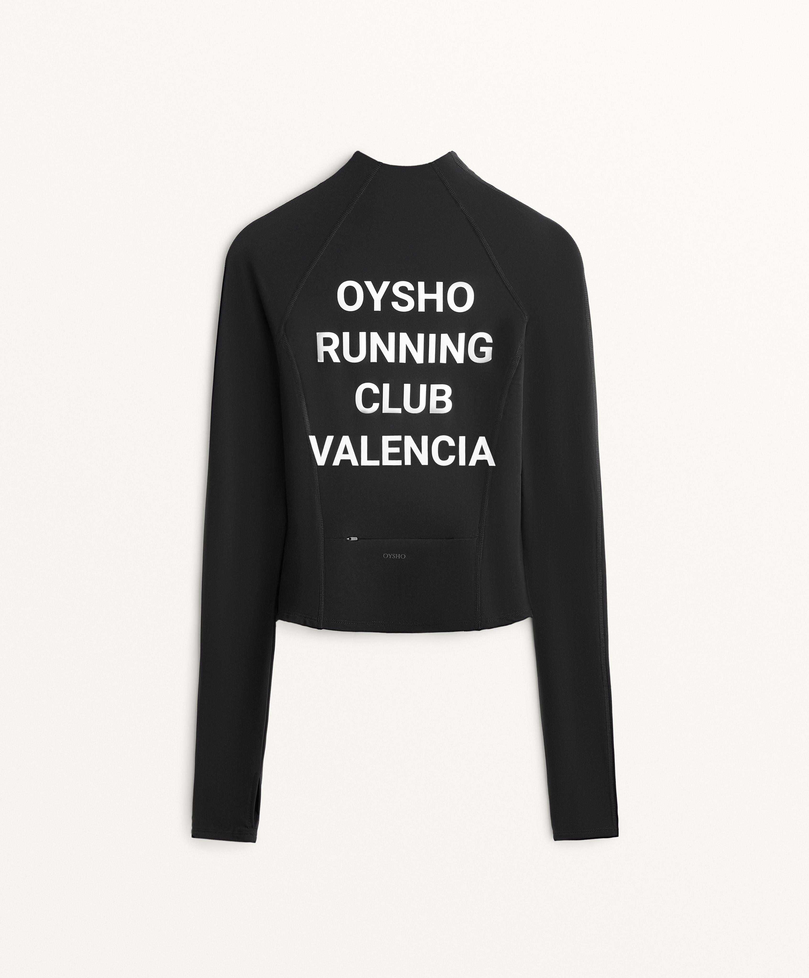 Oysho Running Club Valencia light warm technical jacket with seams — BLACK (alternate view)