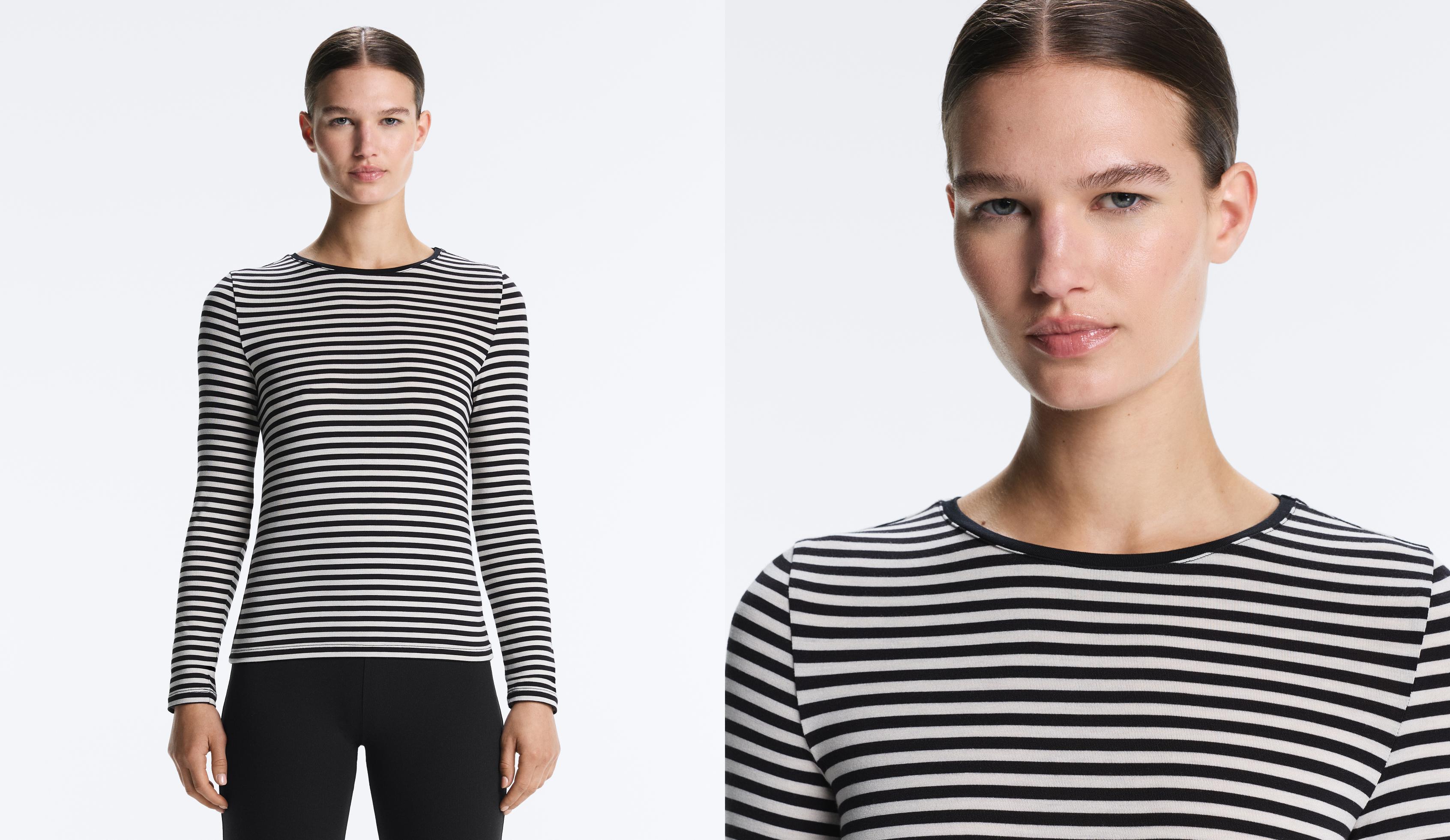 Maglietta a manica lunga a righe fitted Maglietta a manica lunga a righe fitted