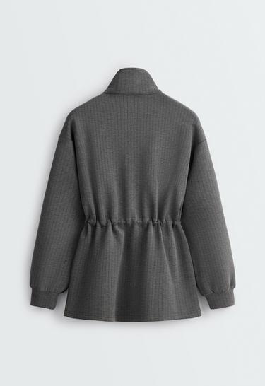 Long jacket with modal pinstripe print — ASPHALT GREY 8