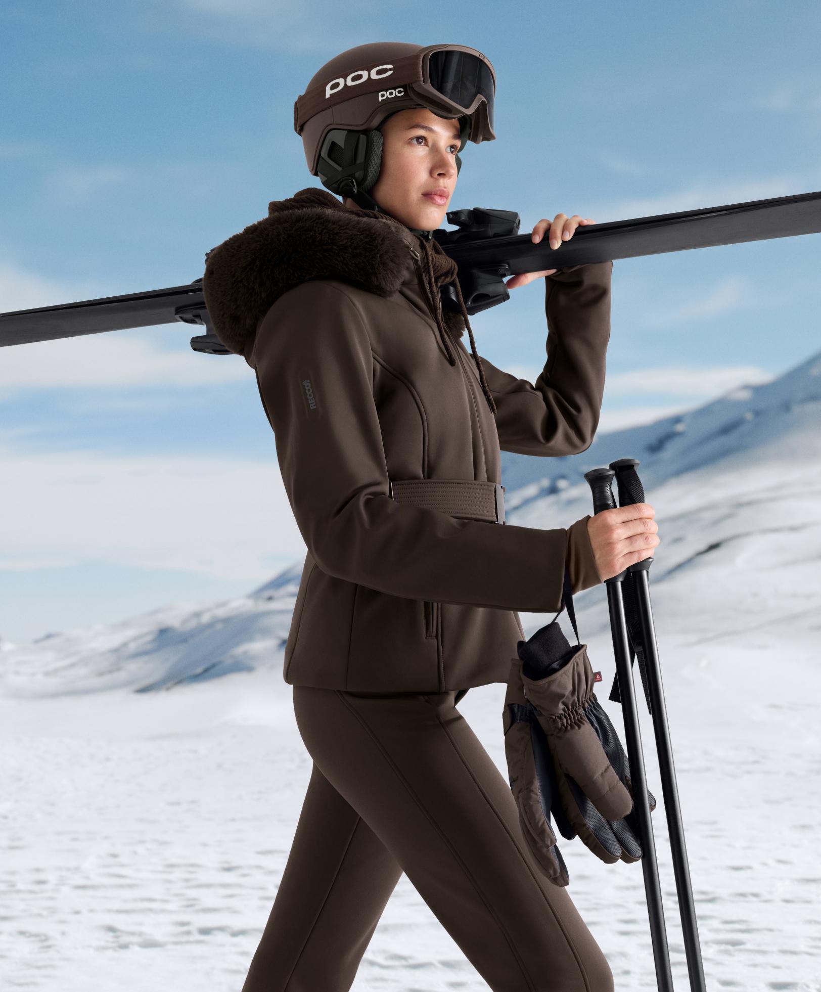 Primaloft® SKI water-resistant super-slim fit jacket — DARK BROWN