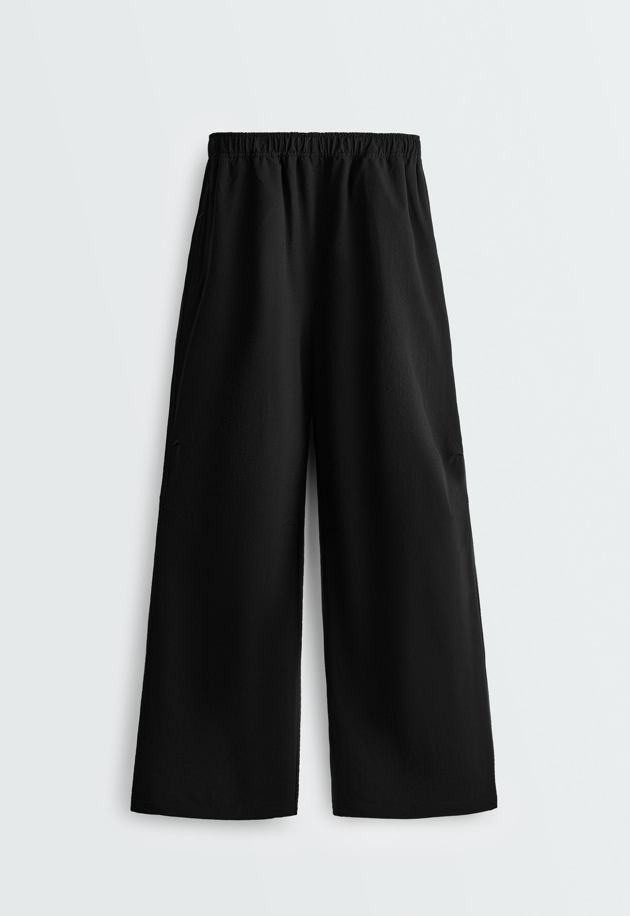 Adjustable technical wide-leg trousers — BLACK