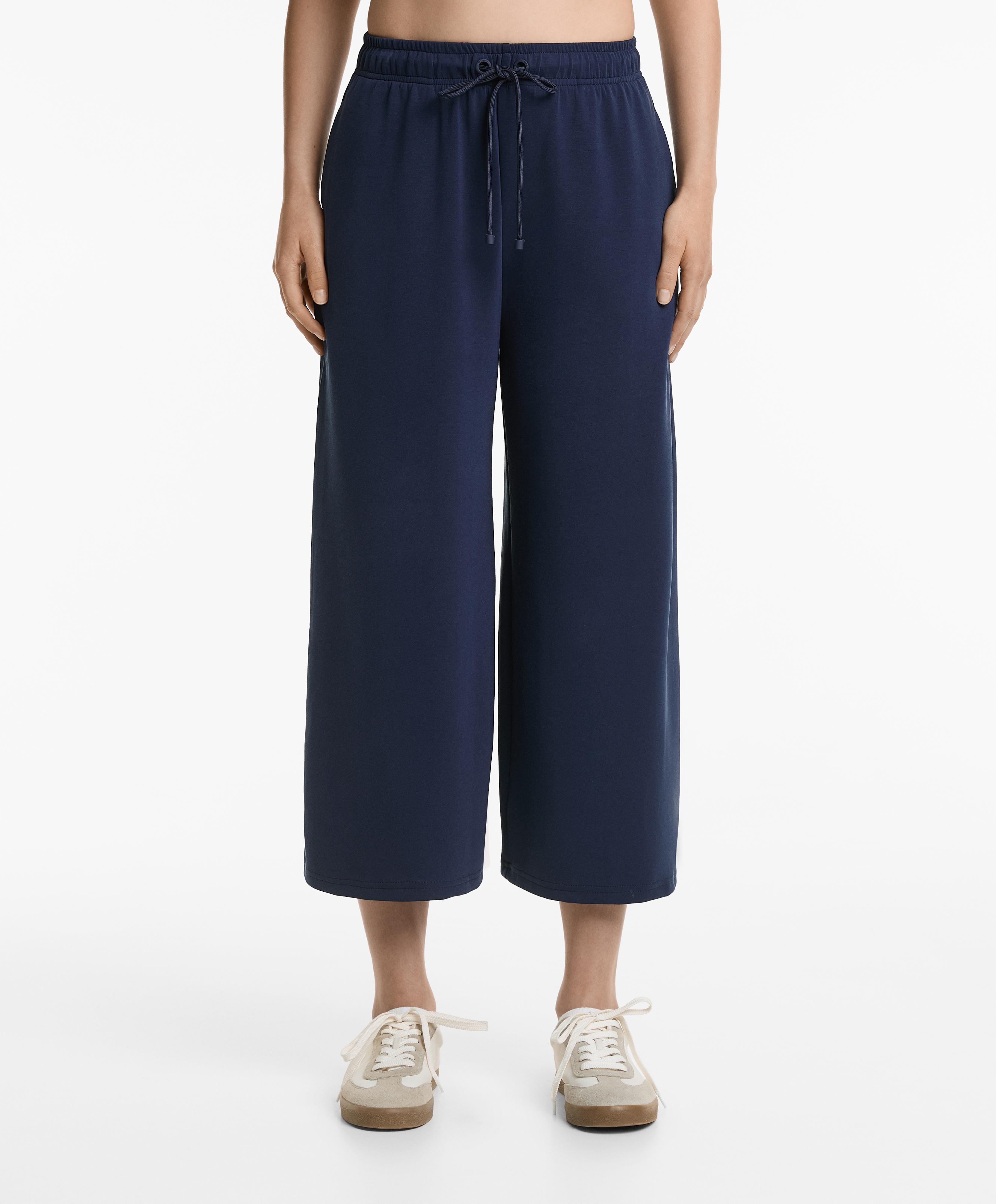 Soft-touch wide-leg crop trousers with modal Soft-touch wide-leg crop trousers with modal