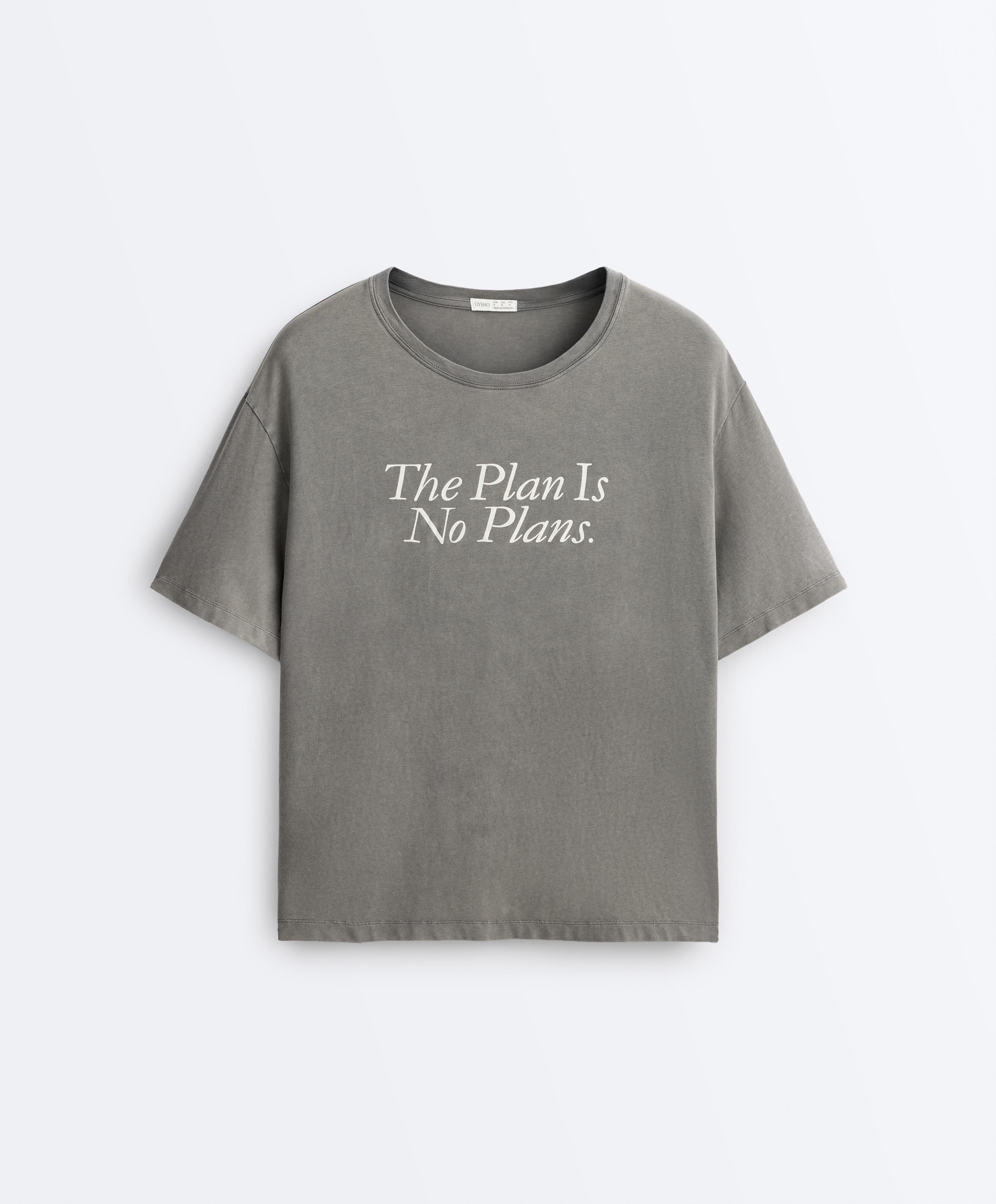 Boxy short-sleeved cotton blend T-shirt with slogan Boxy short-sleeved cotton blend T-shirt with slogan