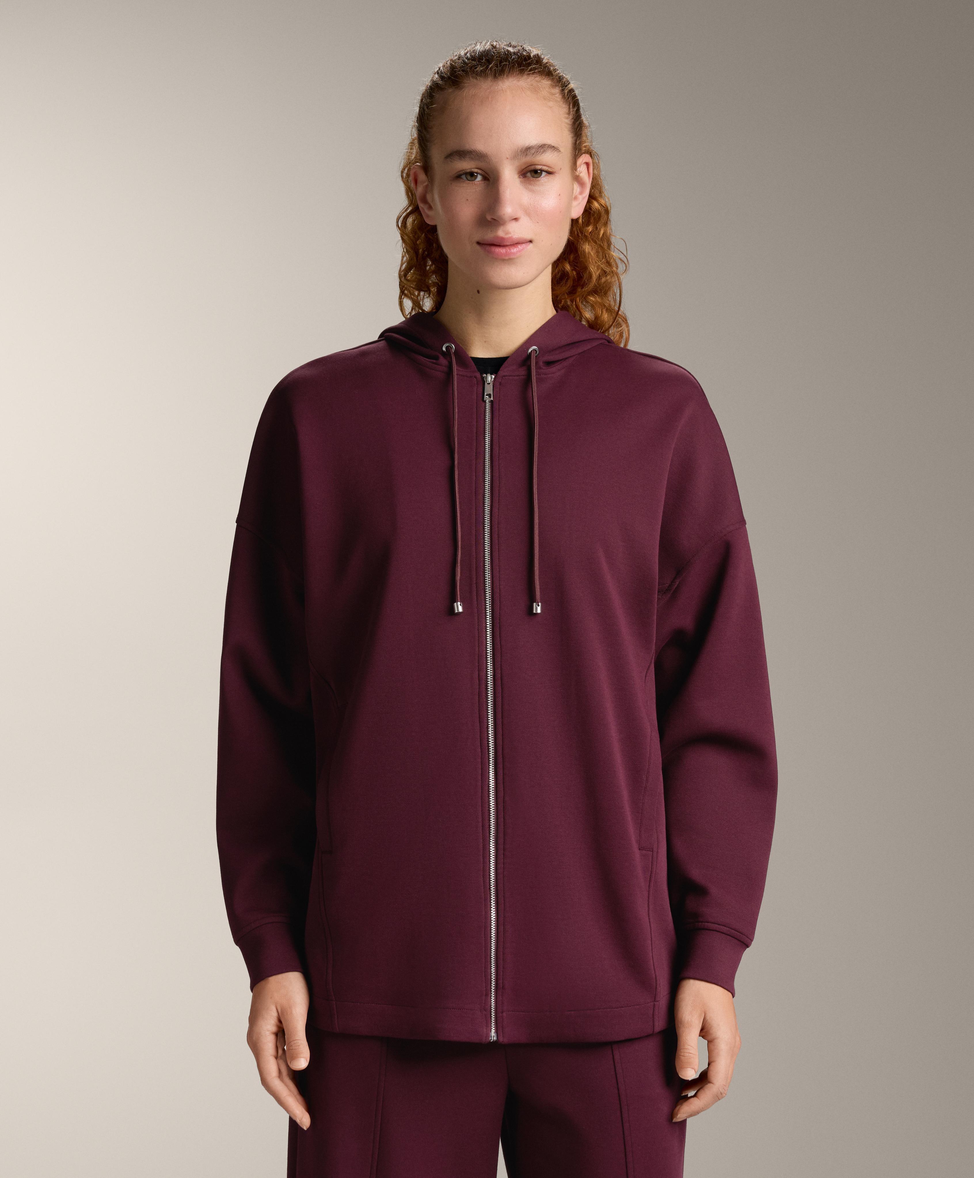 Oversize cotton piqué hooded jacket