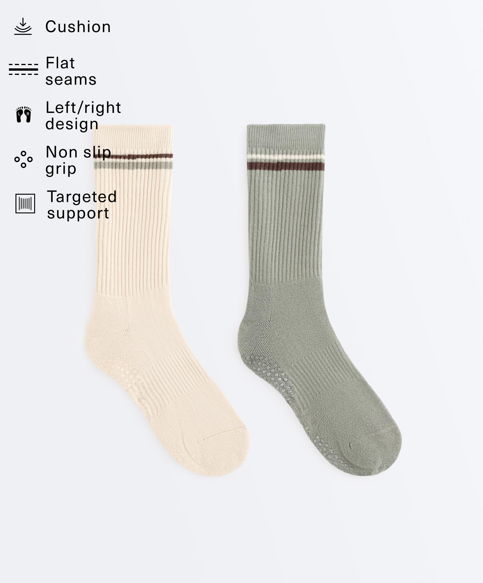 2 pairs of Classic cotton blend yoga and Pilates socks 2 pairs of Classic cotton blend yoga and Pilates socks