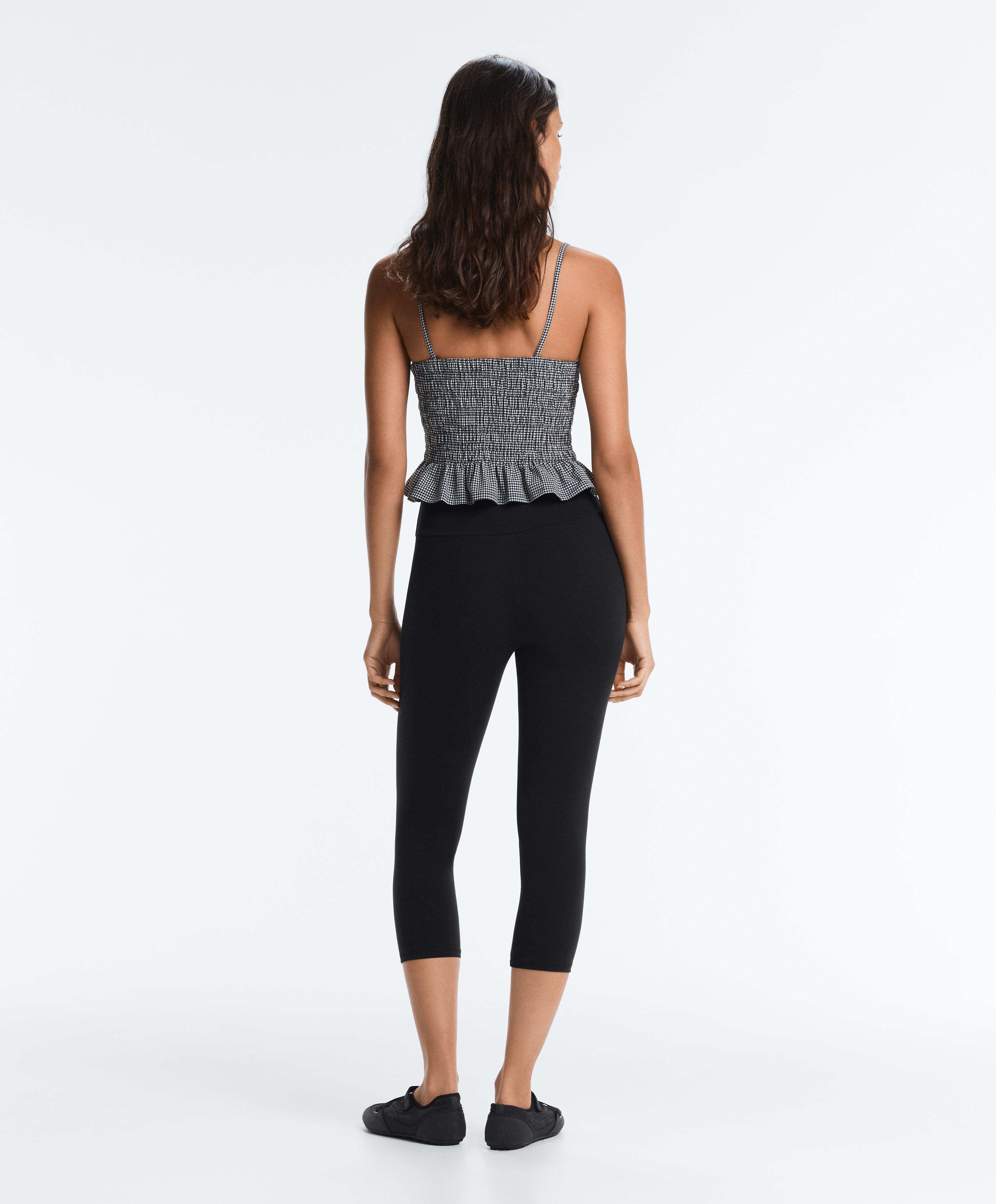 Comfortlux gingham smock tank top — BLACK