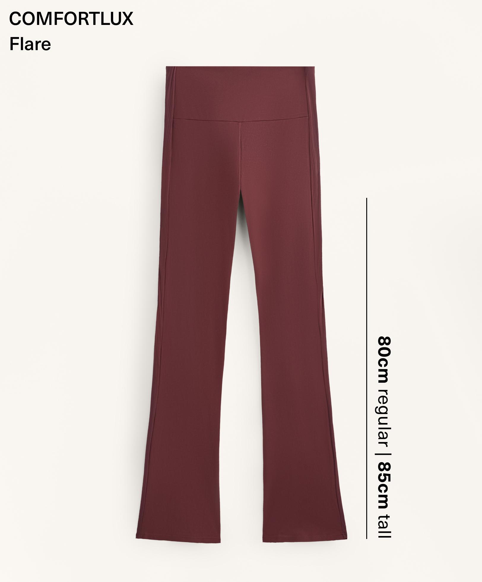 High-rise Comfortlux rib flare trousers — MAROON