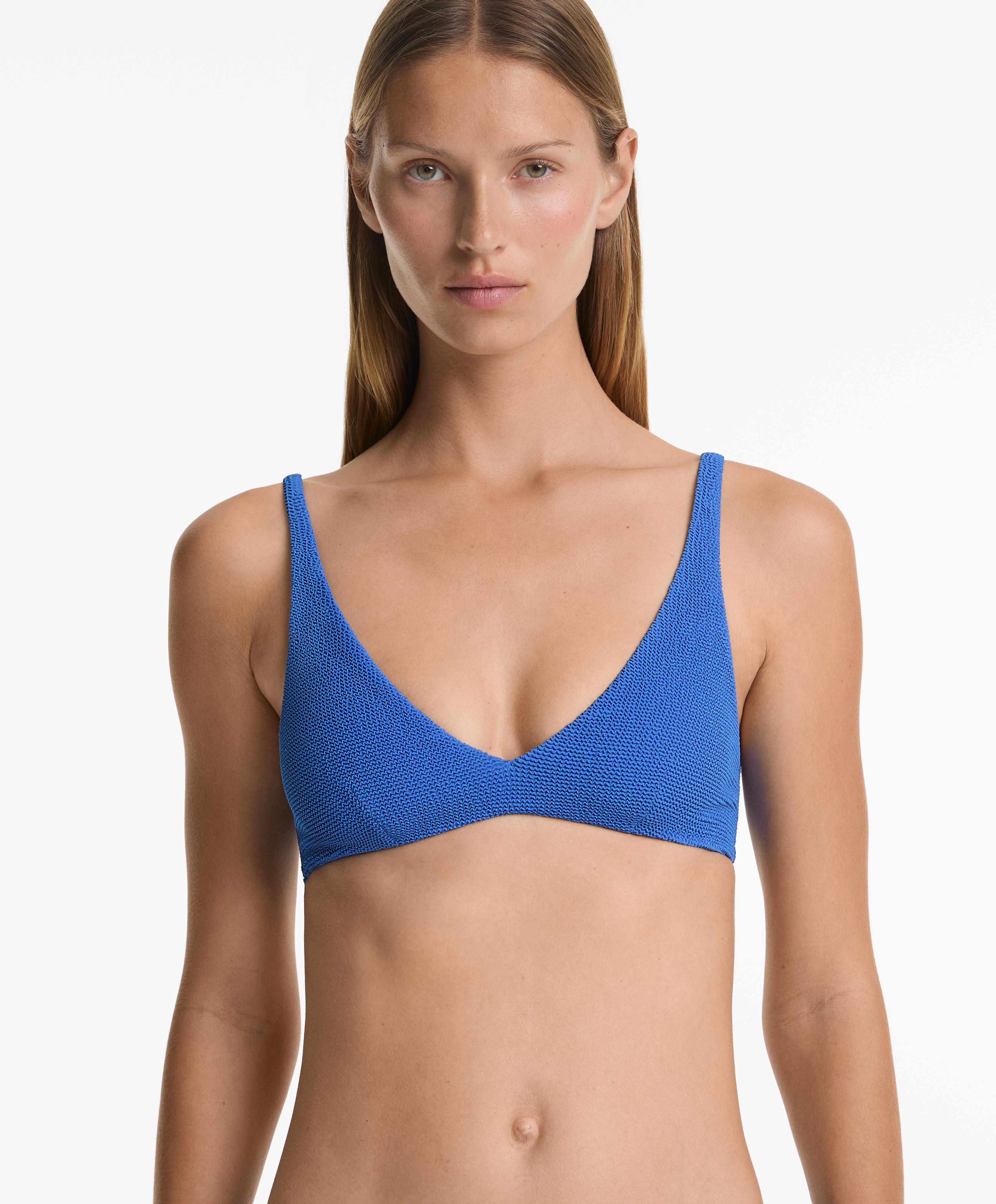 Crinkle halter bikini top