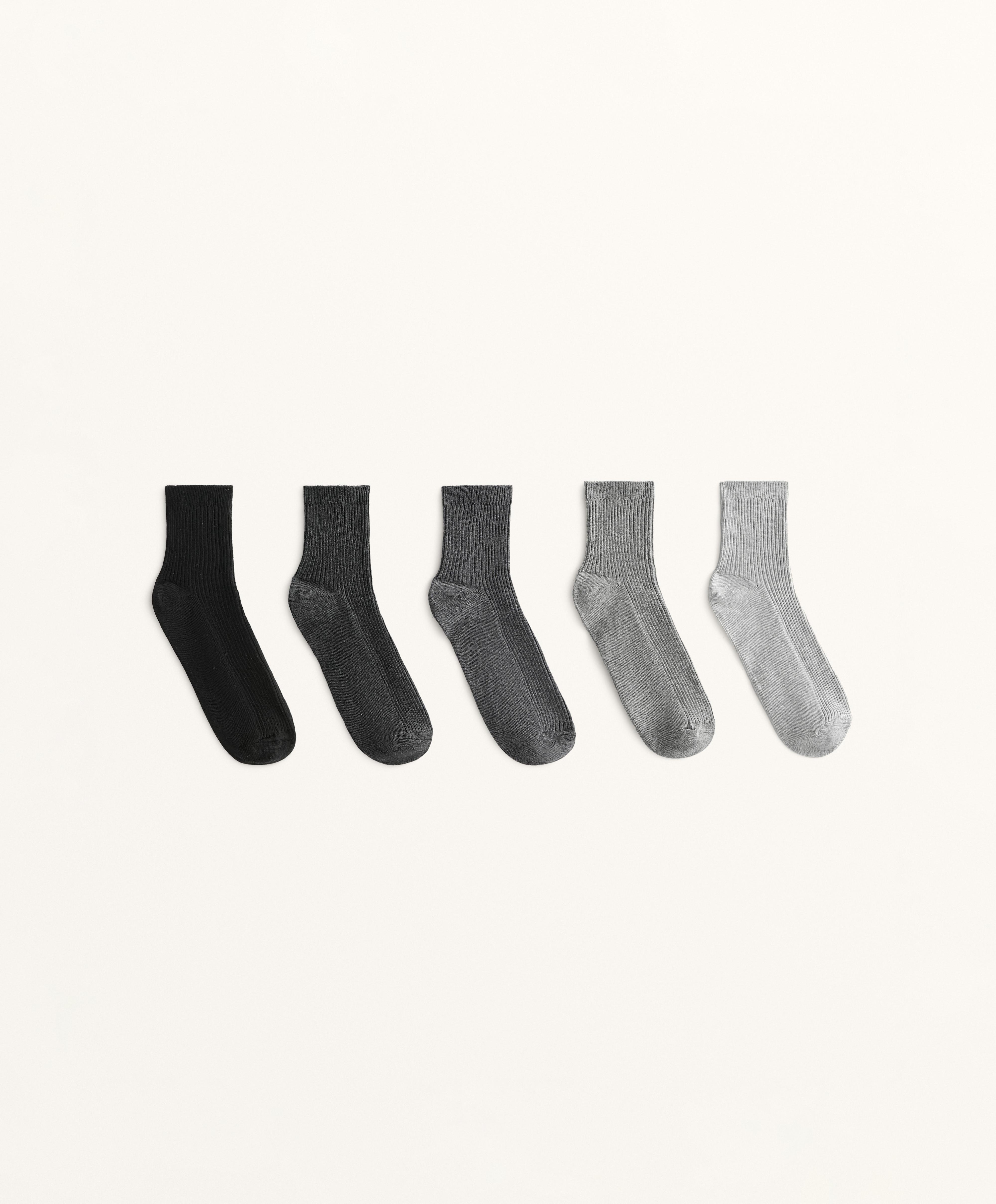 5 pairs of quarter socks with cotton — DARK GREY