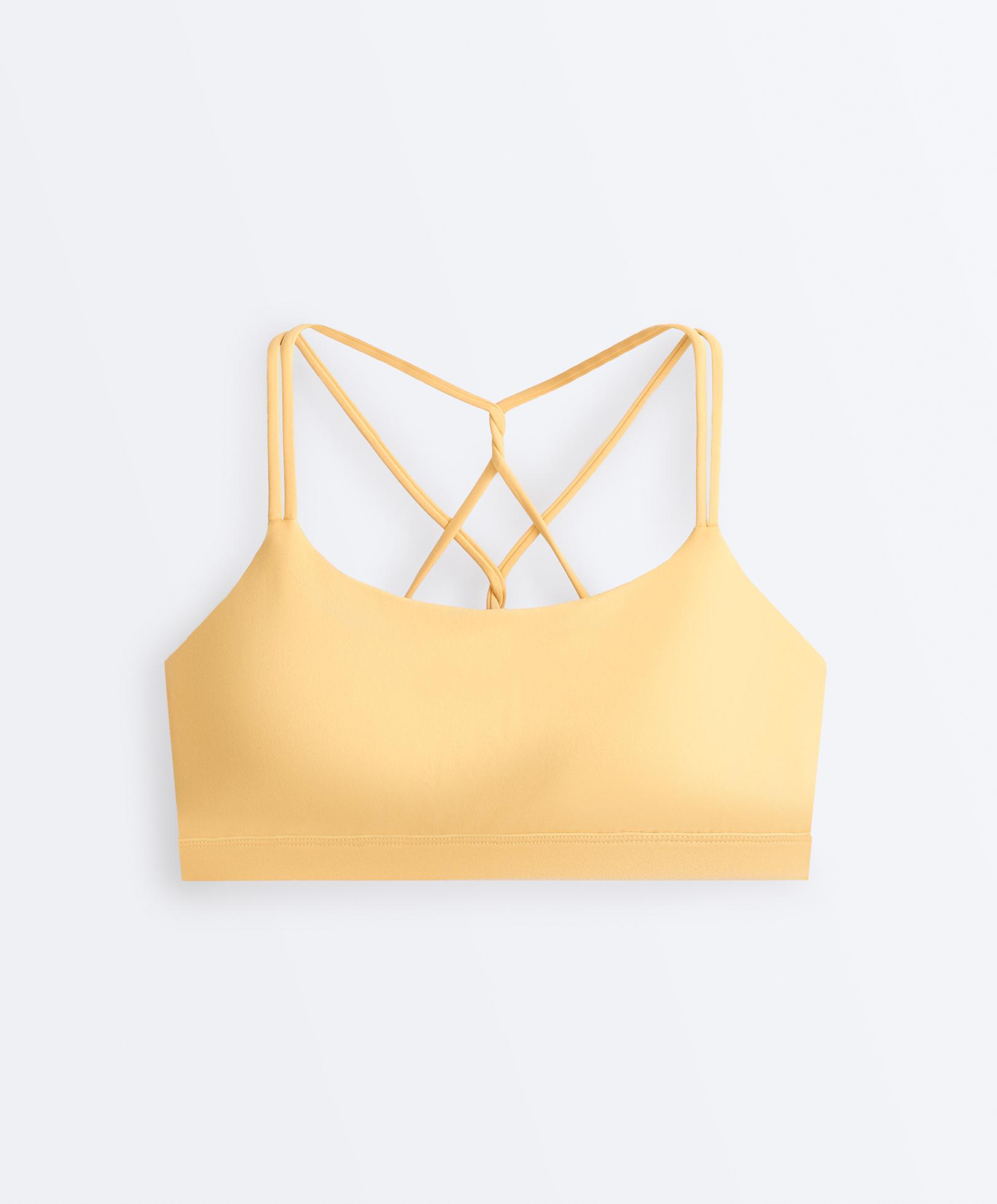 Comfortlux low-support crossover strap sports bra — BURNT YELLOW