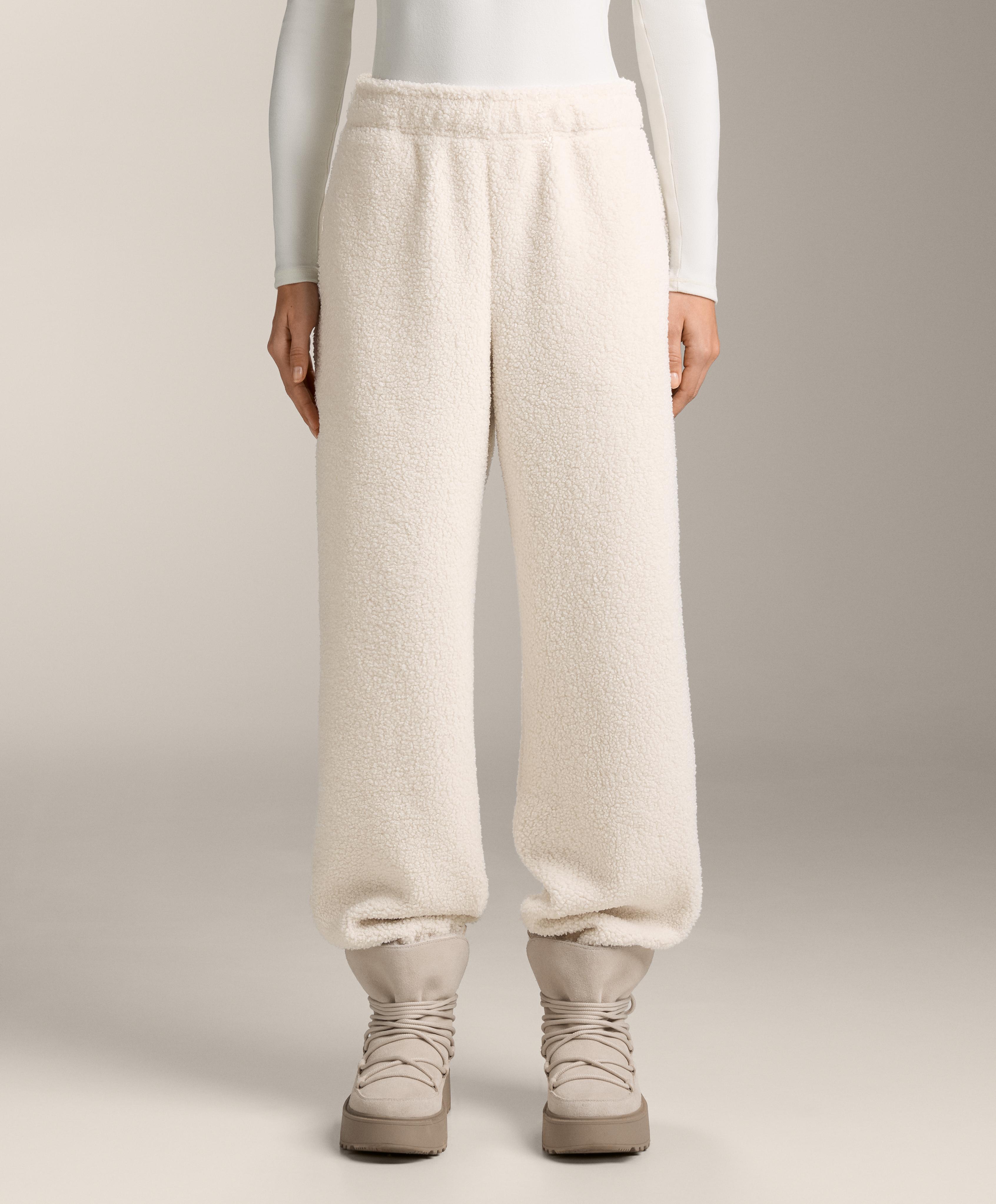 Lightweight faux-shearling jogging trousers