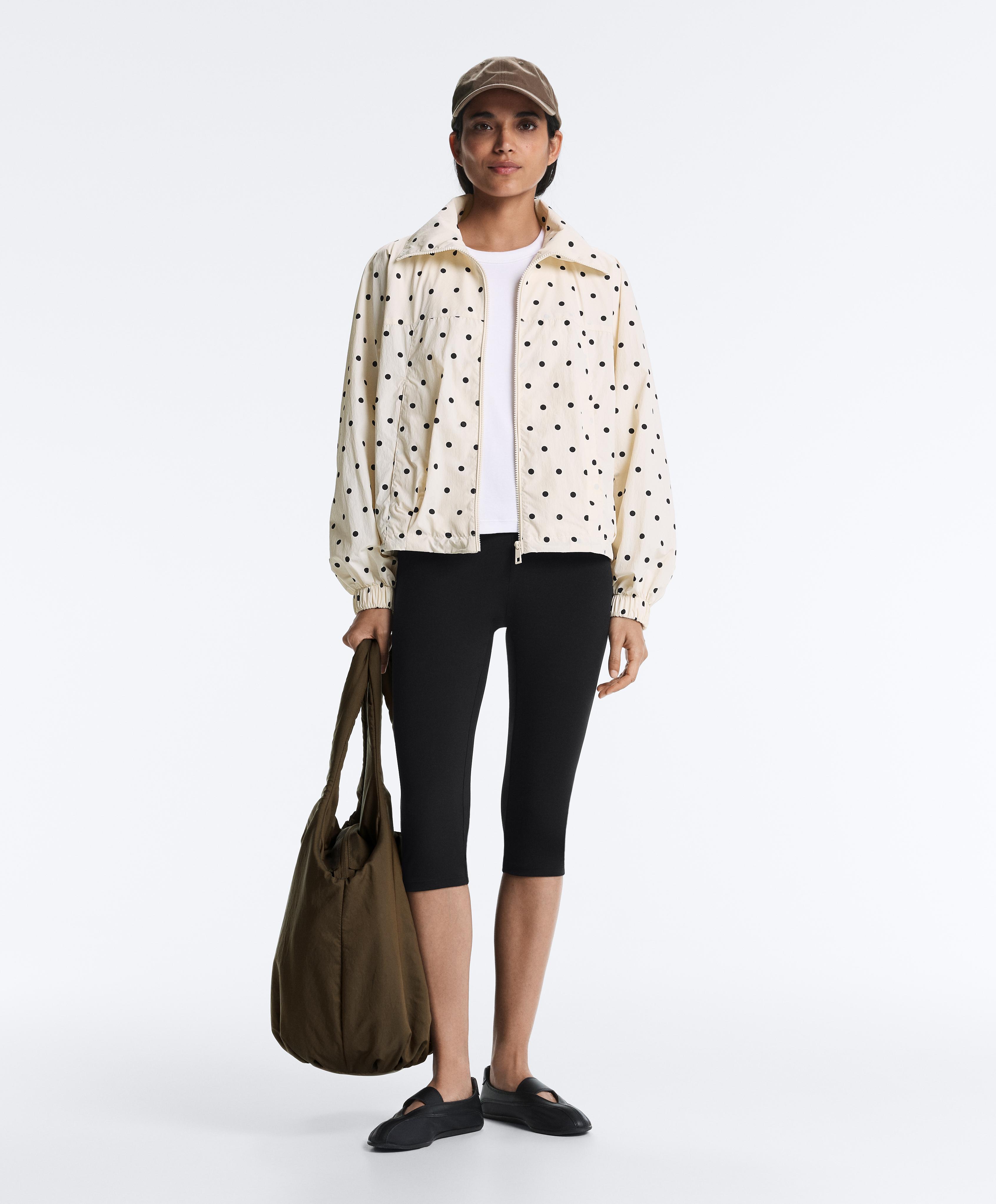 Polka dot water-repellent jacket — PALE ECRU