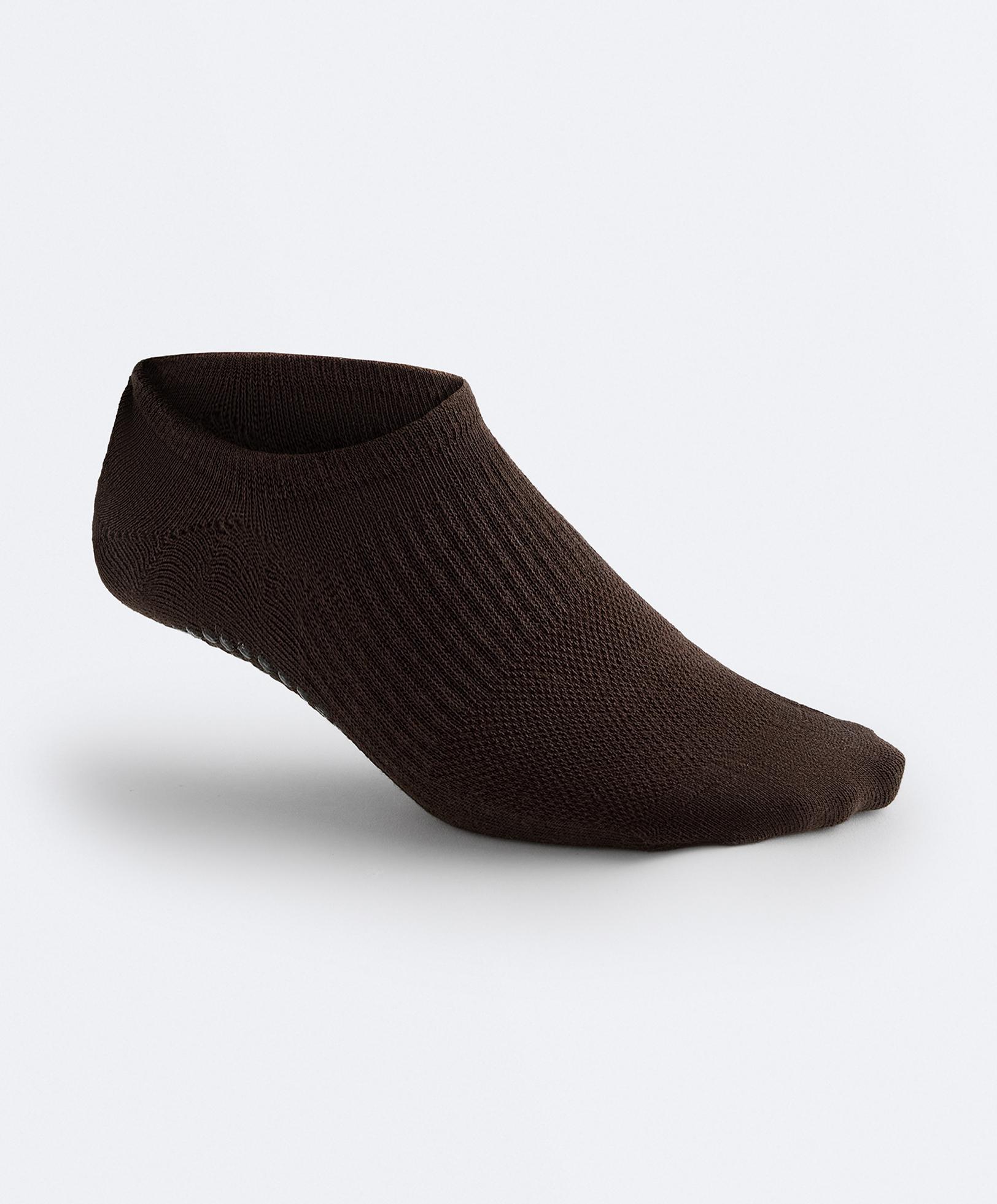 2 pairs of cotton blend yoga and Pilates socks — CHOCOLATE