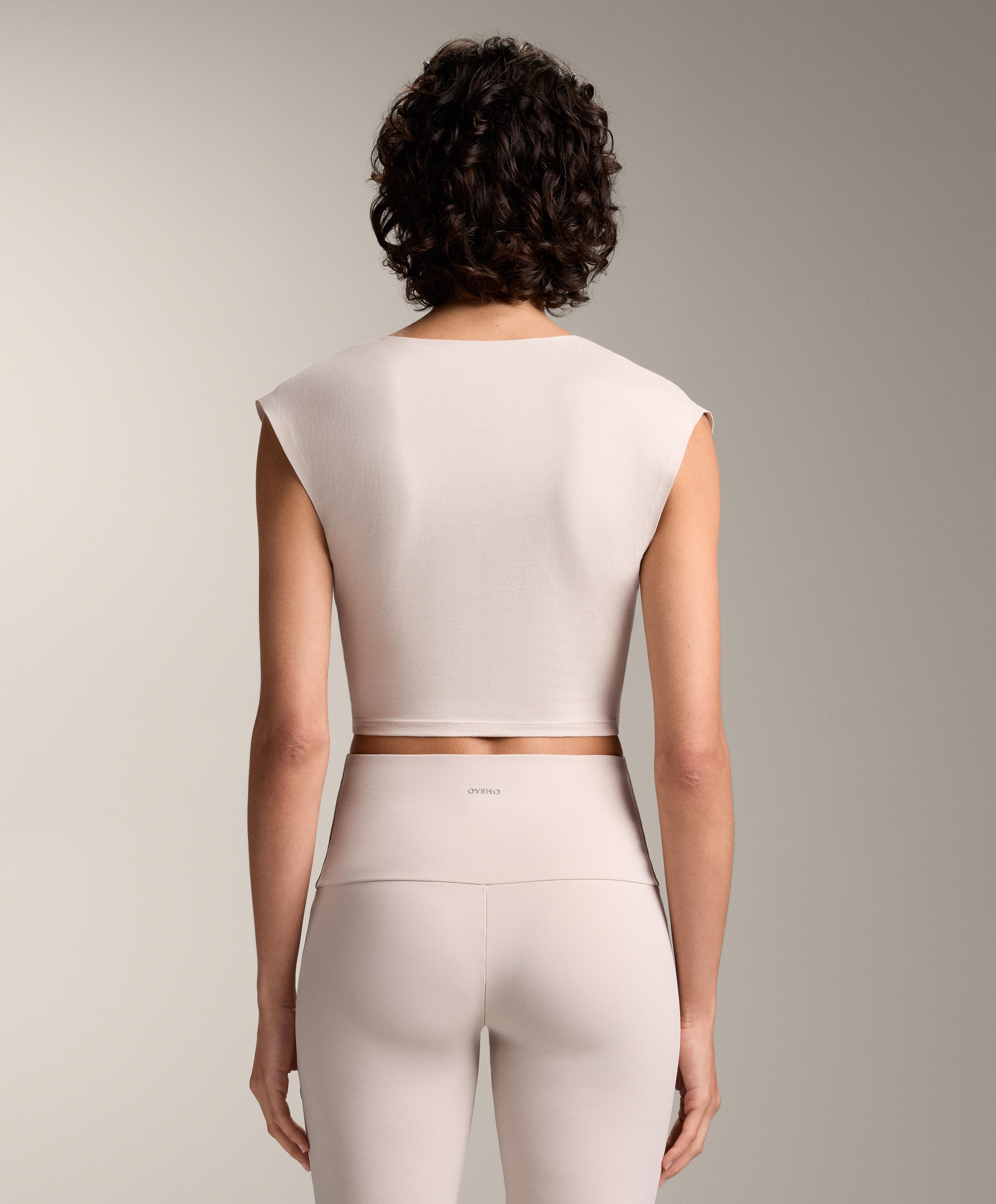 Maglietta crop incrociata misto cotone Maglietta crop incrociata misto cotone