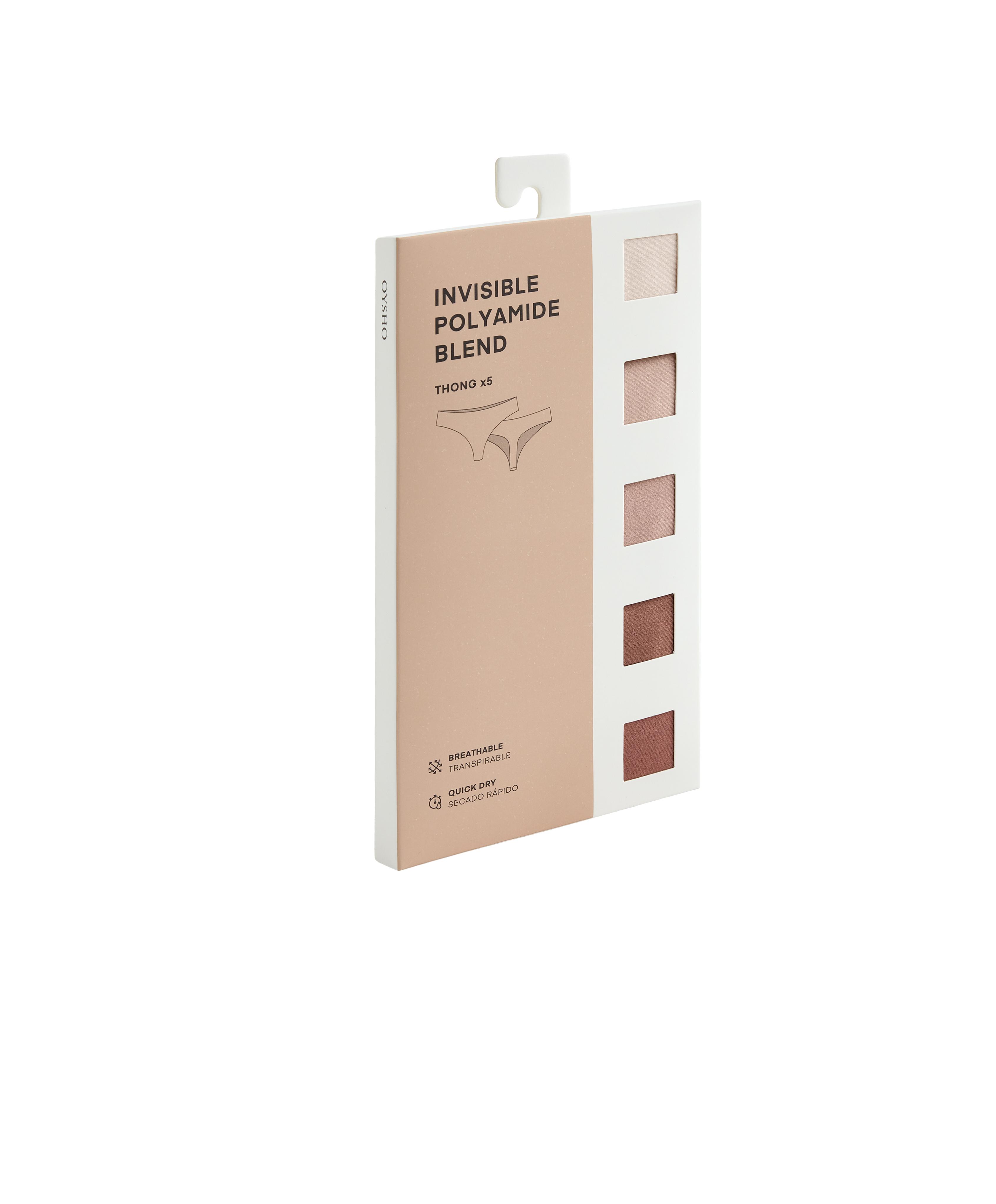 5 polyamide blend invisible thongs — BEIGE