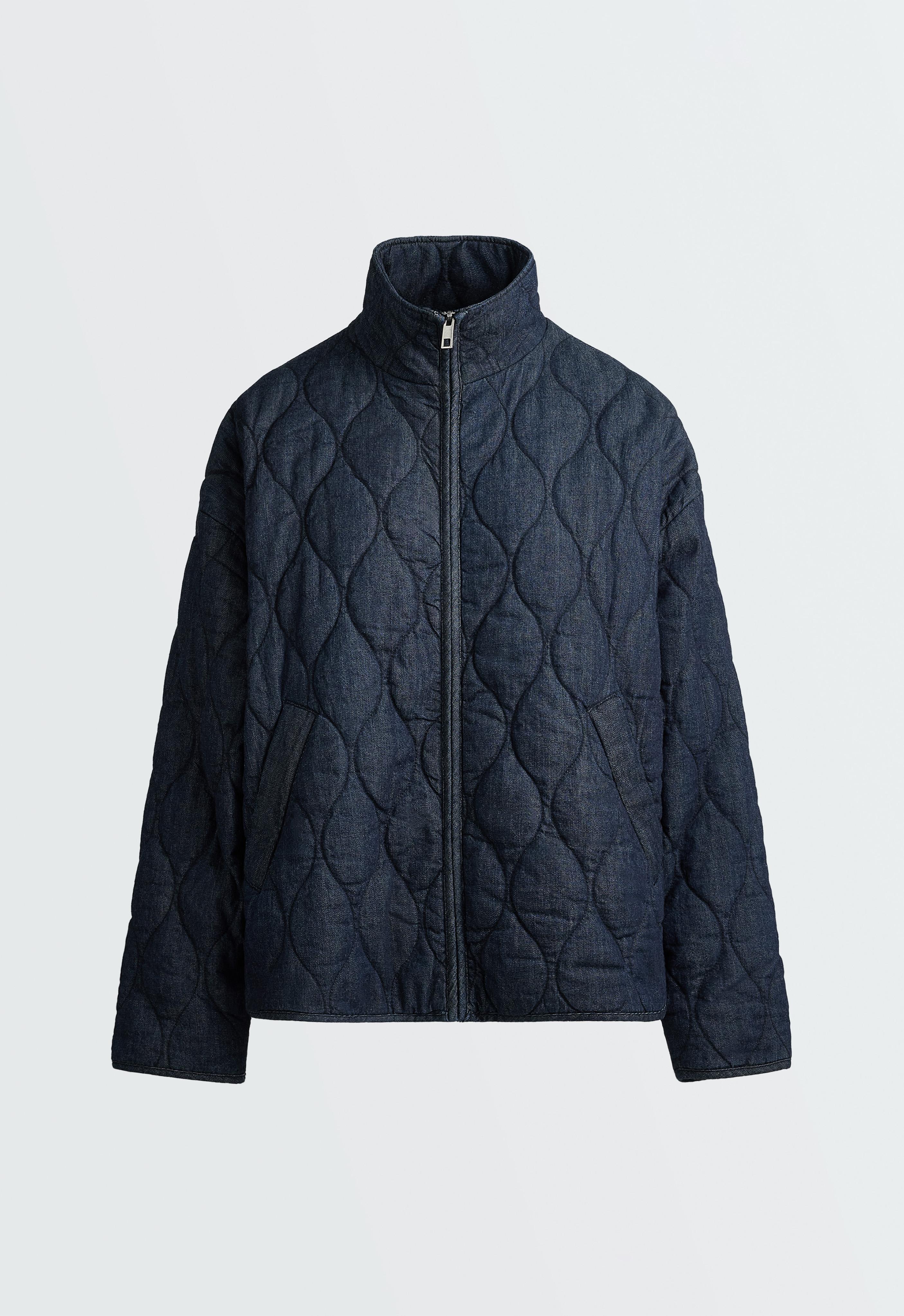 FELLEX® AEROGEL denim-effect boxy padded jacket — MID DENIM
