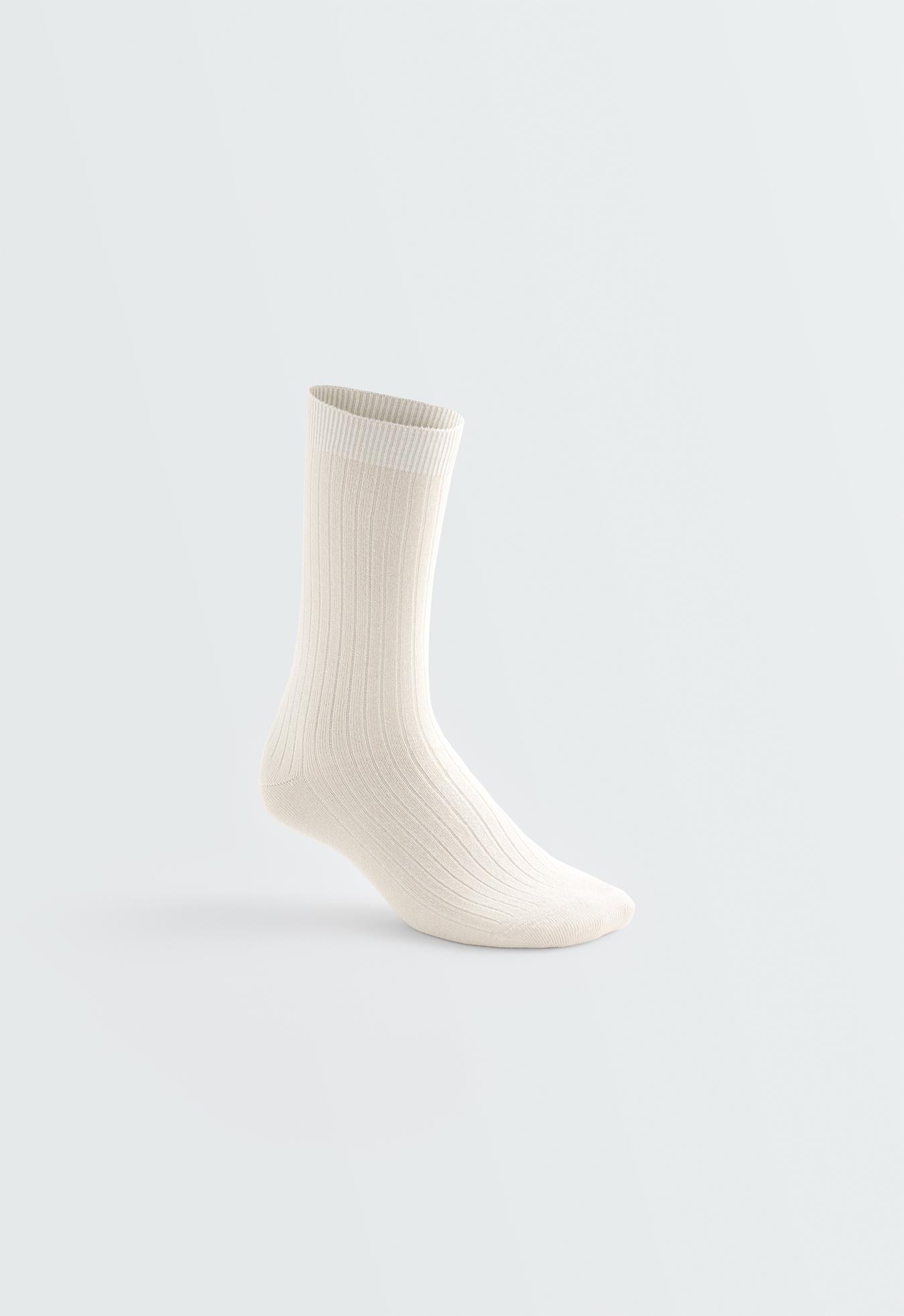 Ribbed modal blend socks with 15% cashmere — ECRU