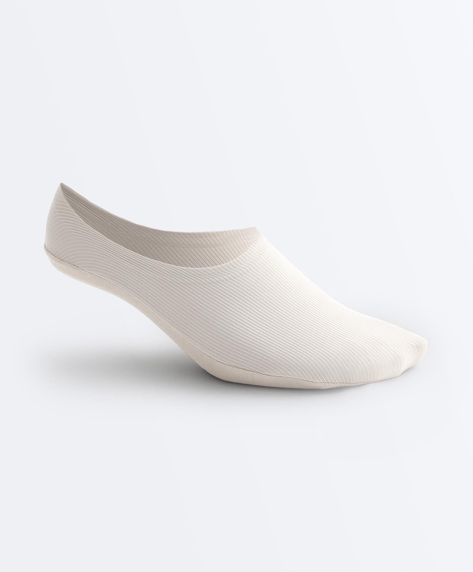 2 pairs of microfibre rib high-cut invisible socks — LIGHT STONE