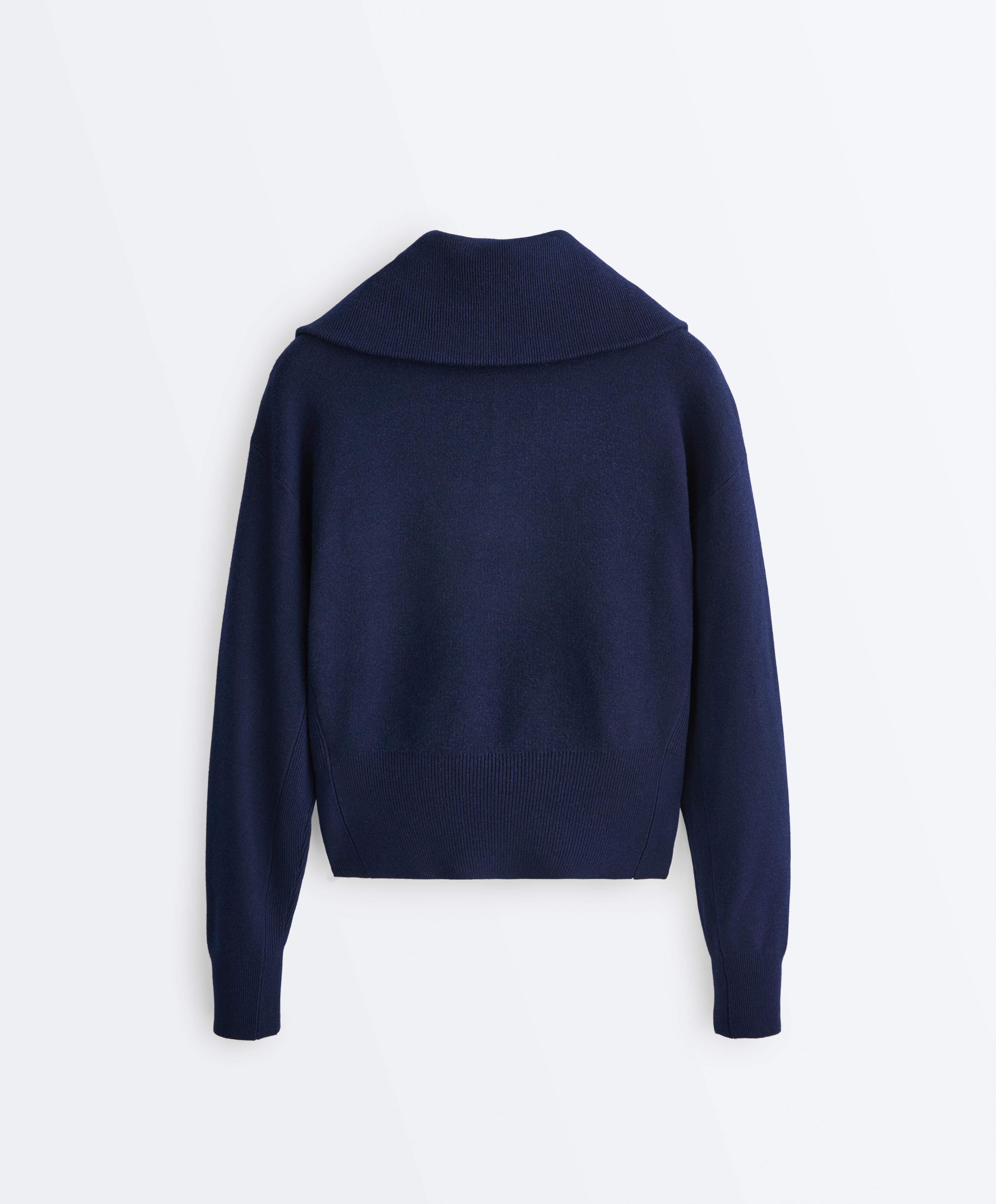 Half-zip high-neck jumper — NAVY BLUE