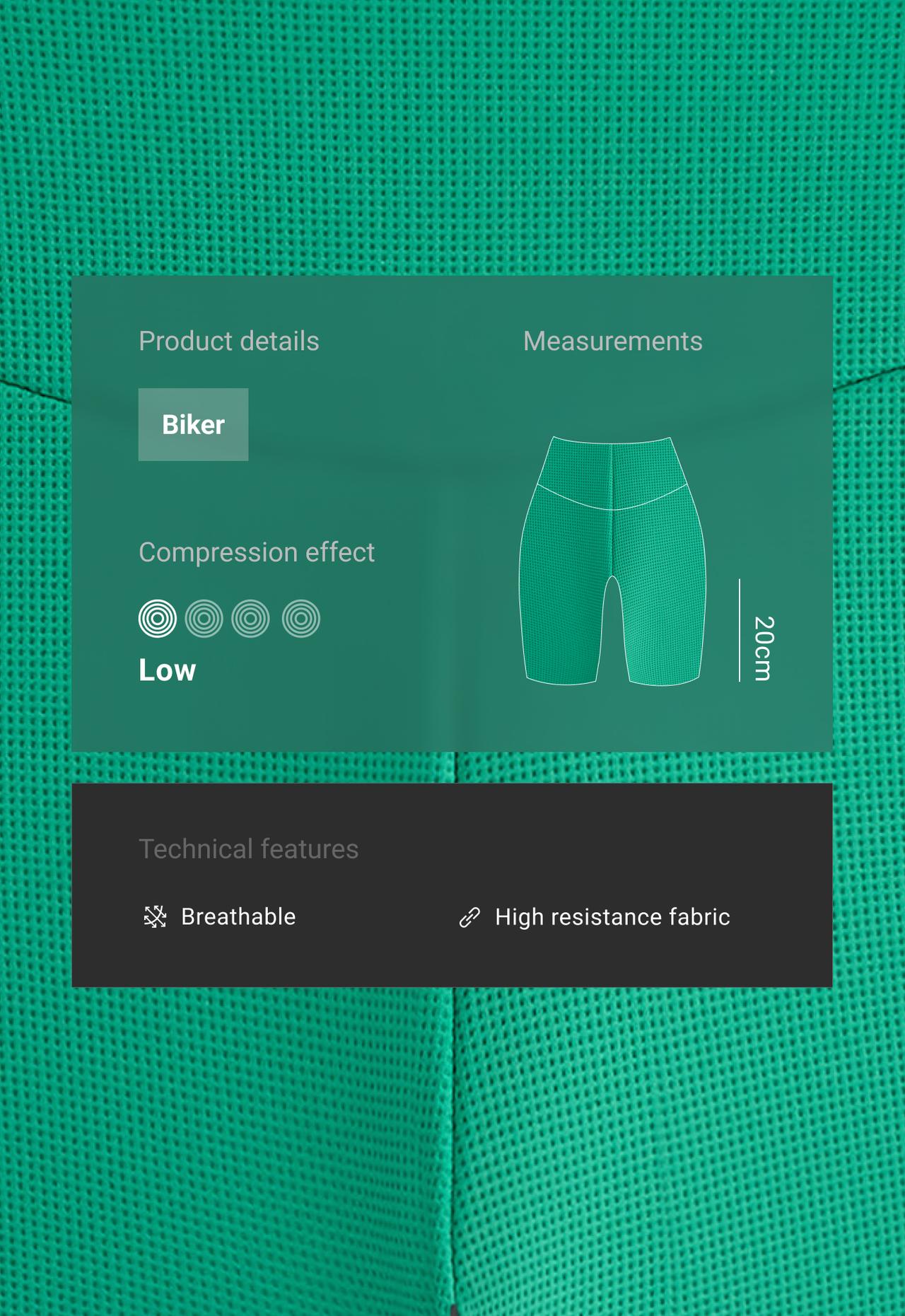High rise 20cm biker piqué leggings — MID-GREEN MELANGE