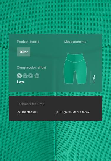 High rise 20cm biker piqué leggings — MID-GREEN MELANGE 2