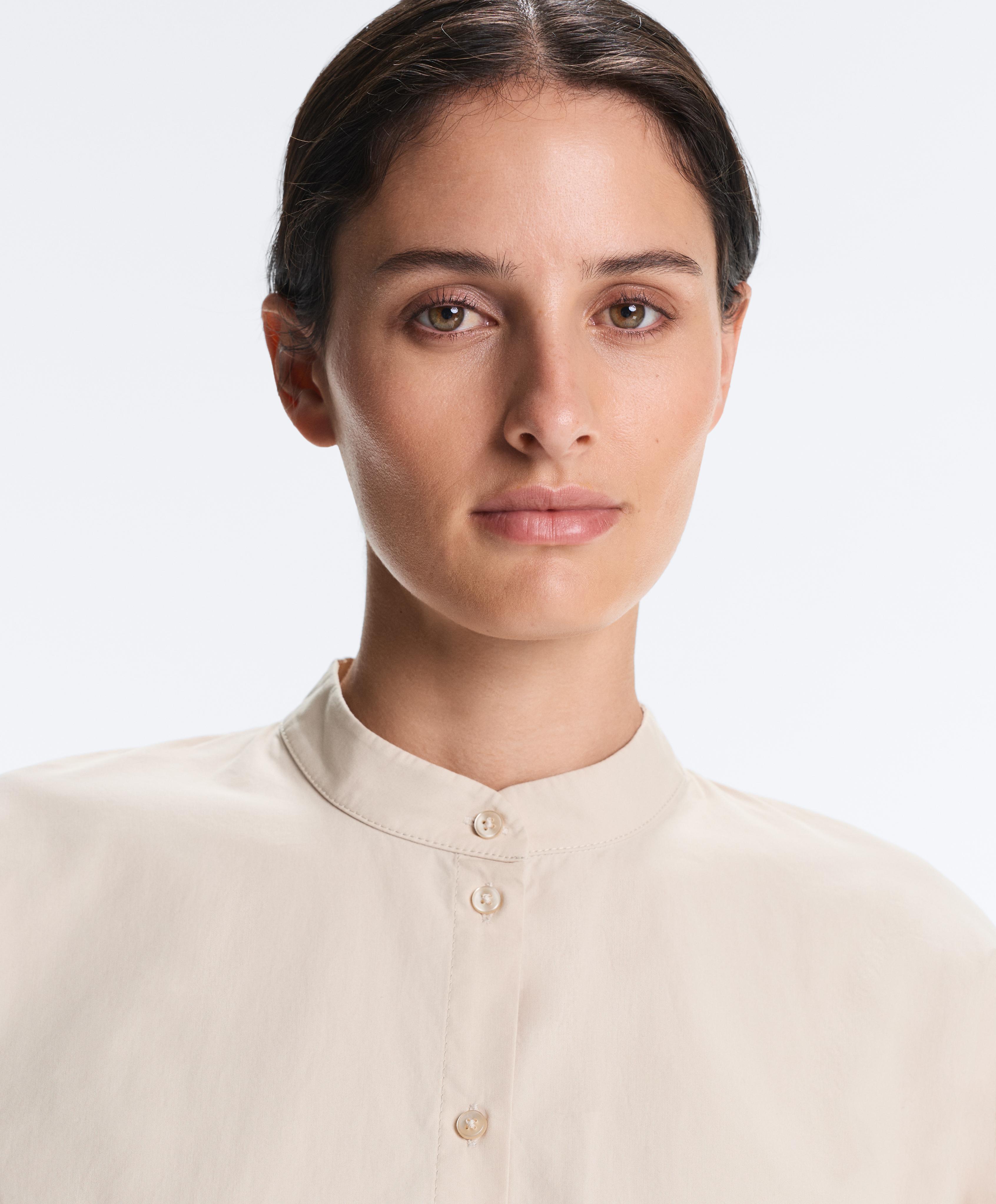 100% cotton stand-up collar shirt — PALE MINK