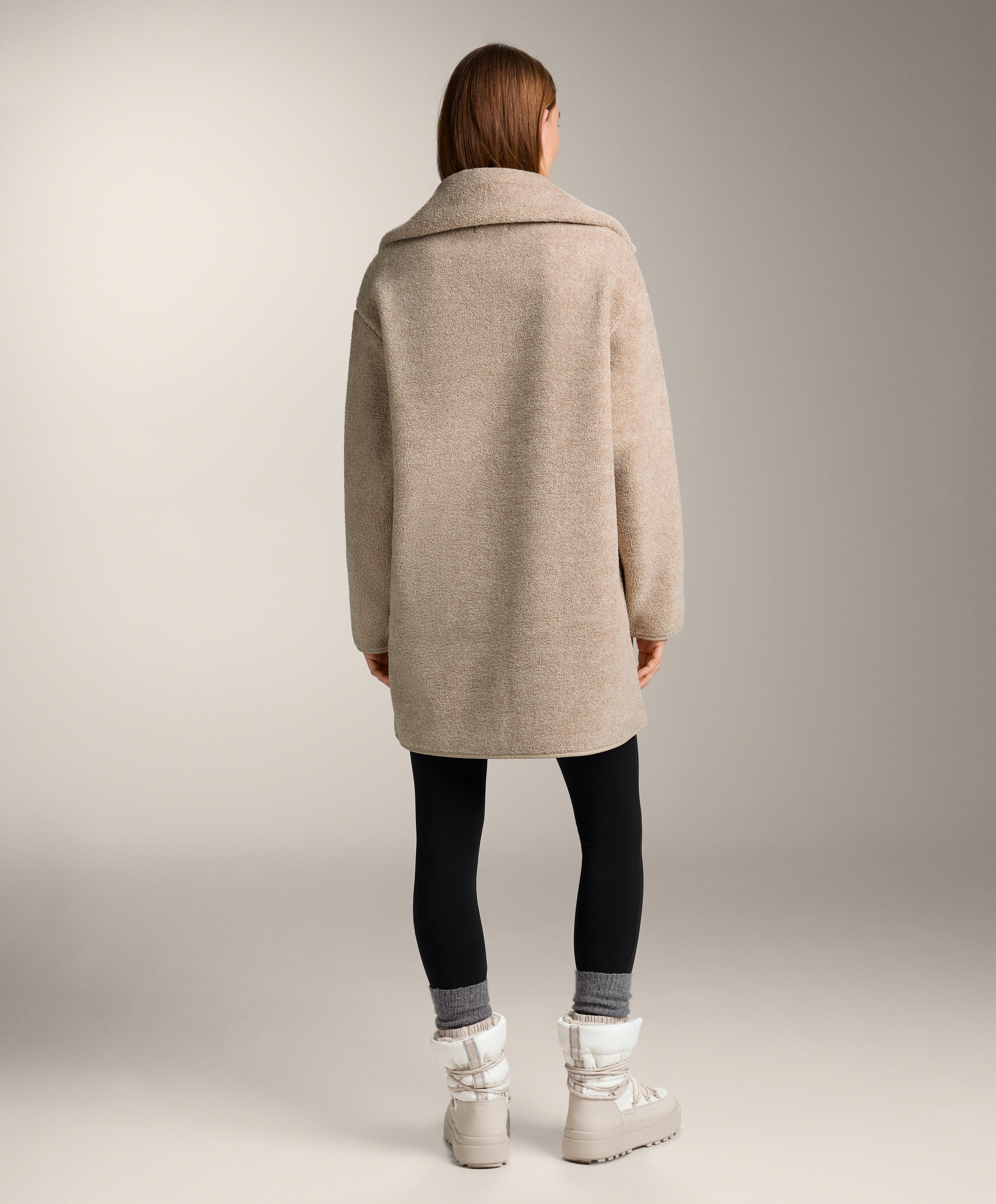 Long faux-shearling jacket — SAND MELANGE