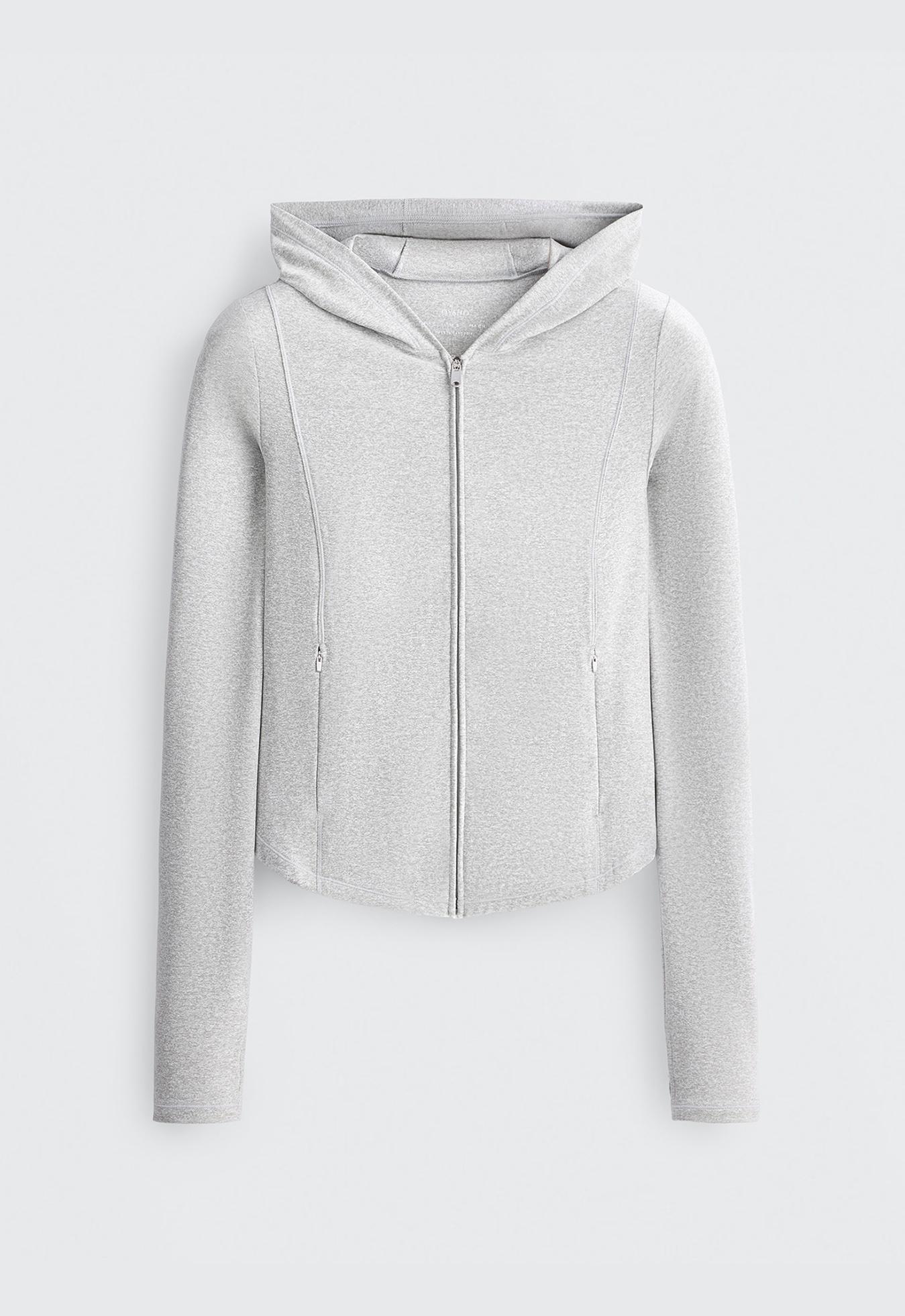 Technical marl hooded jacket — GREY MELANGE