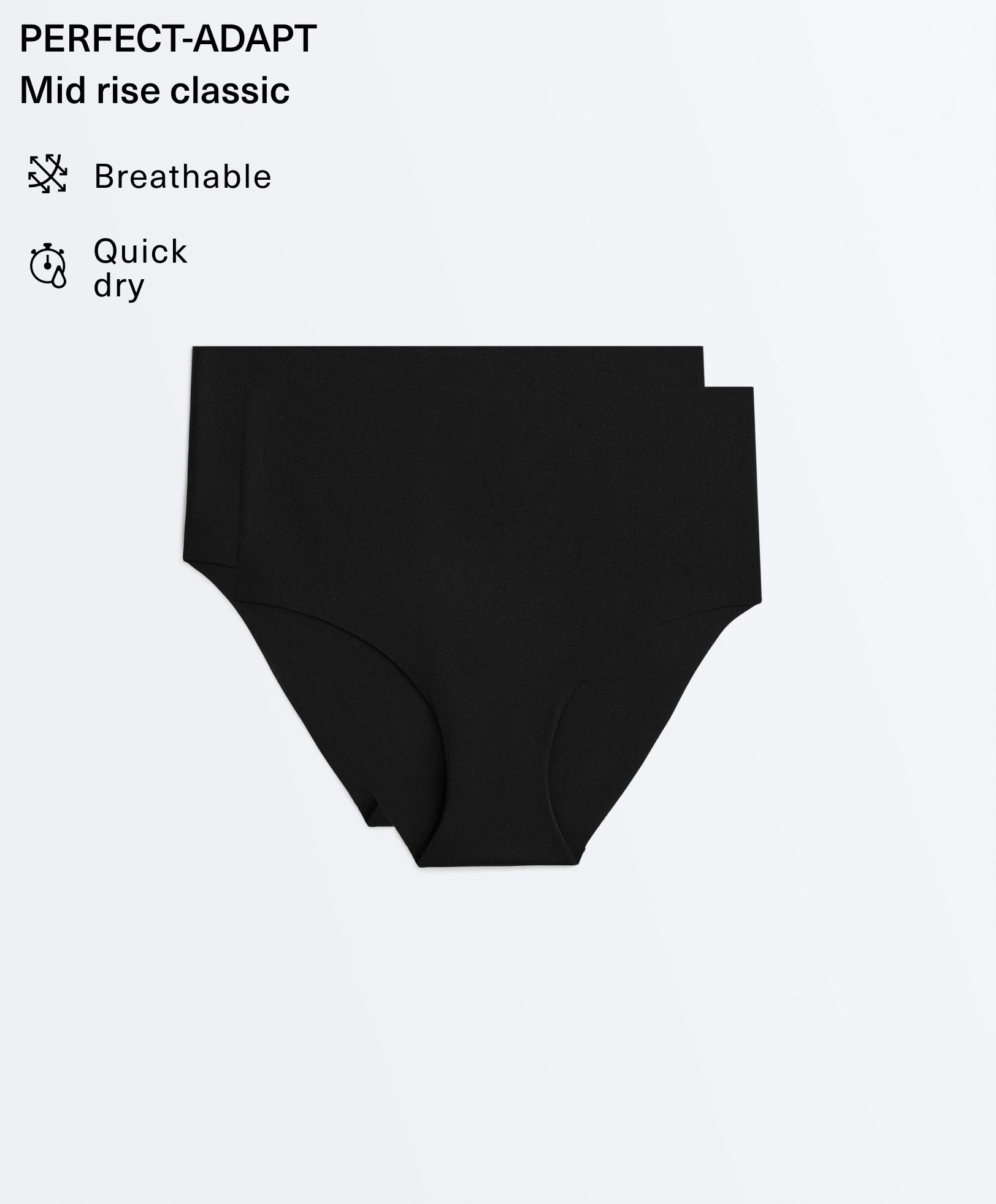 2 invisible polyamide blend mid-rise classic briefs — BLACK