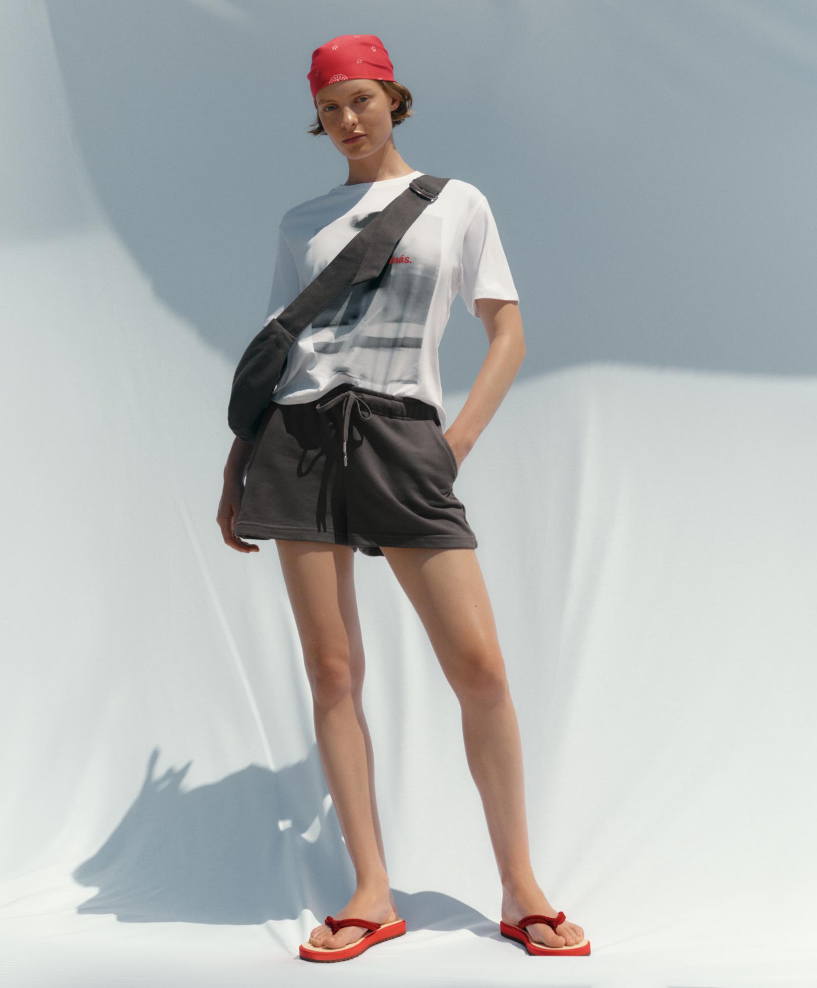 Boxy cropped cotton blend graphic T-shirt — WHITE