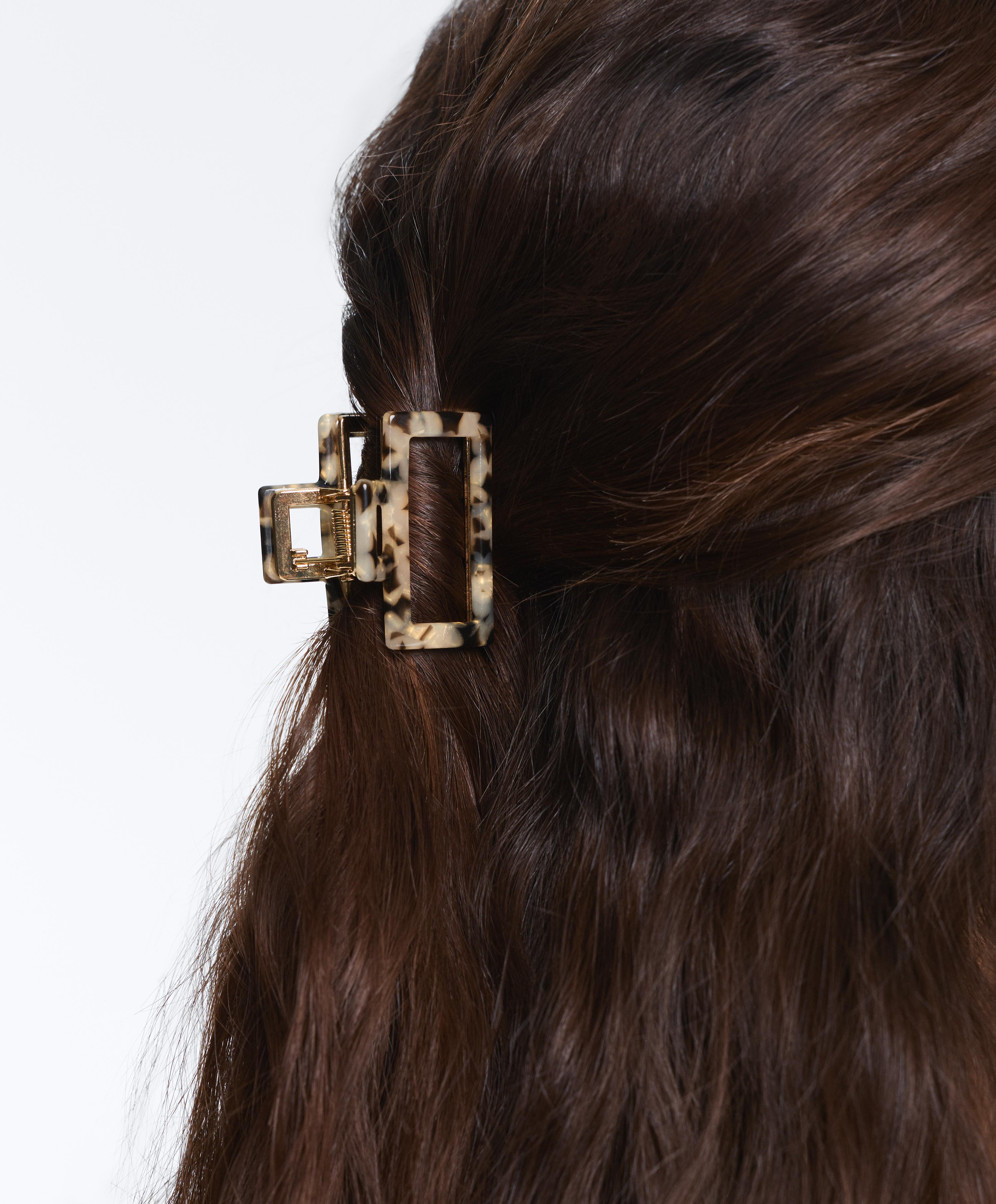 2 metallic mini hair clips — CHESTNUT
