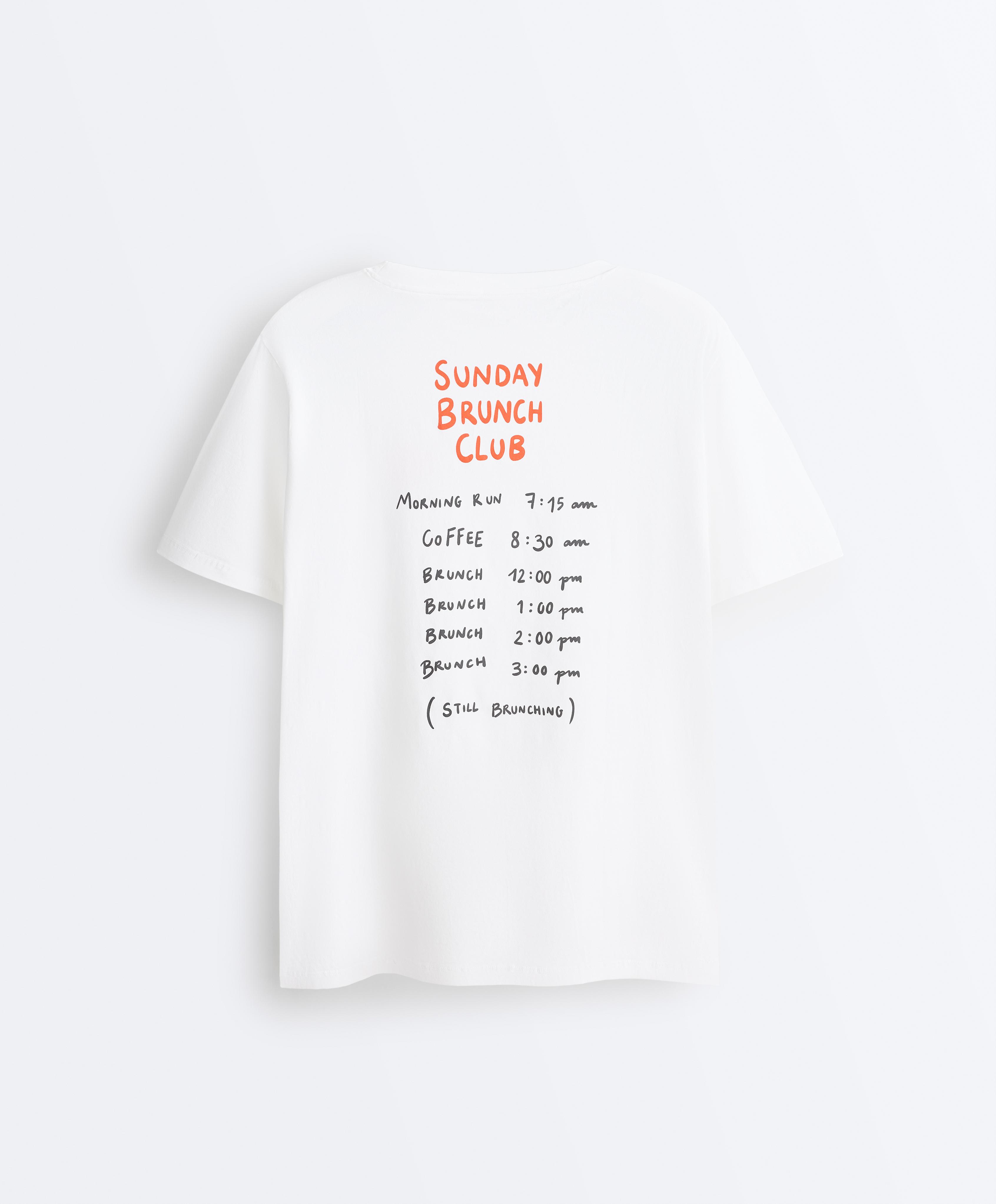 Oversize short-sleeved cotton blend T-shirt with slogan — WHITE