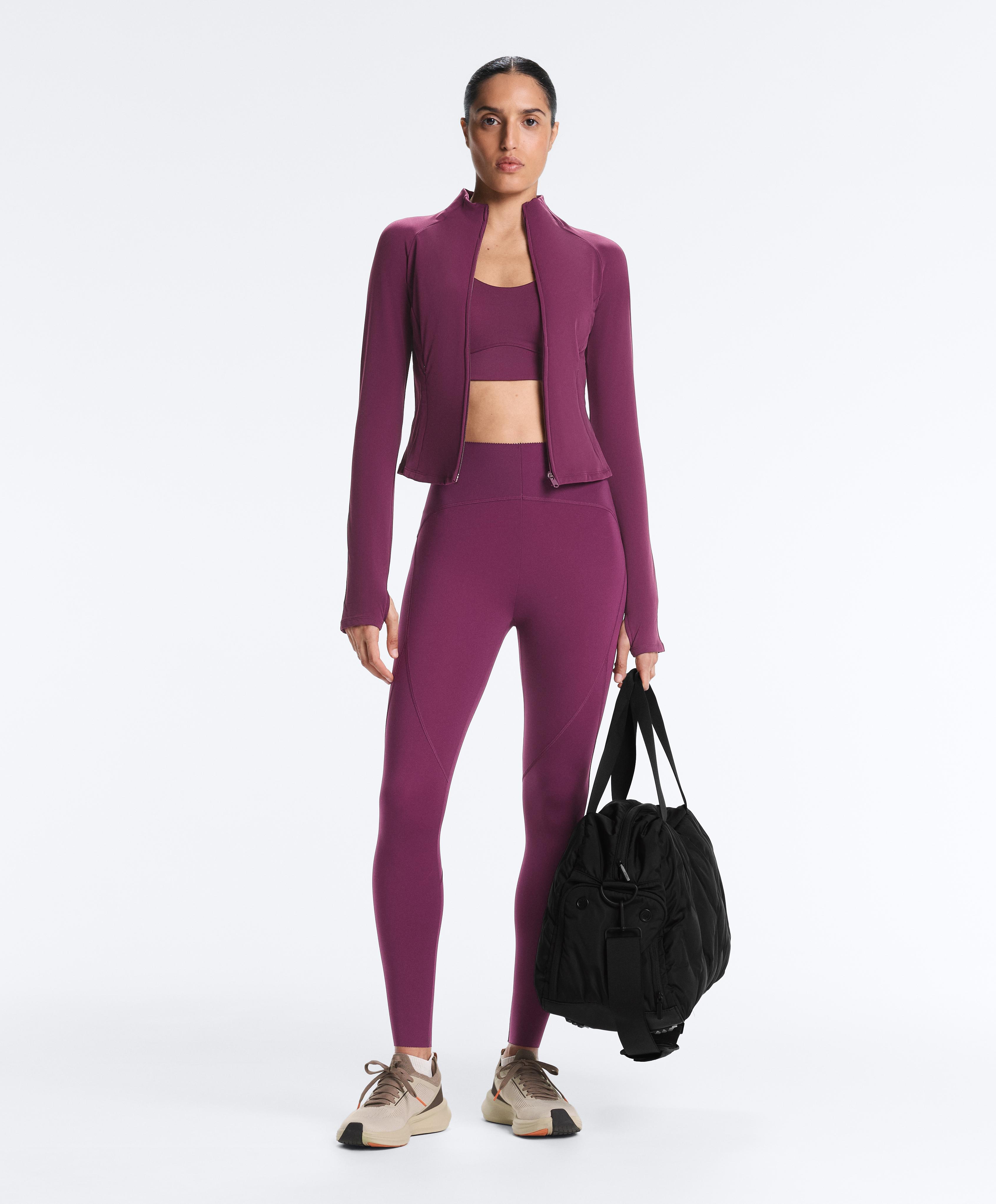 Basic compressive high-waisted ankle-length leggings — DARK PLUM