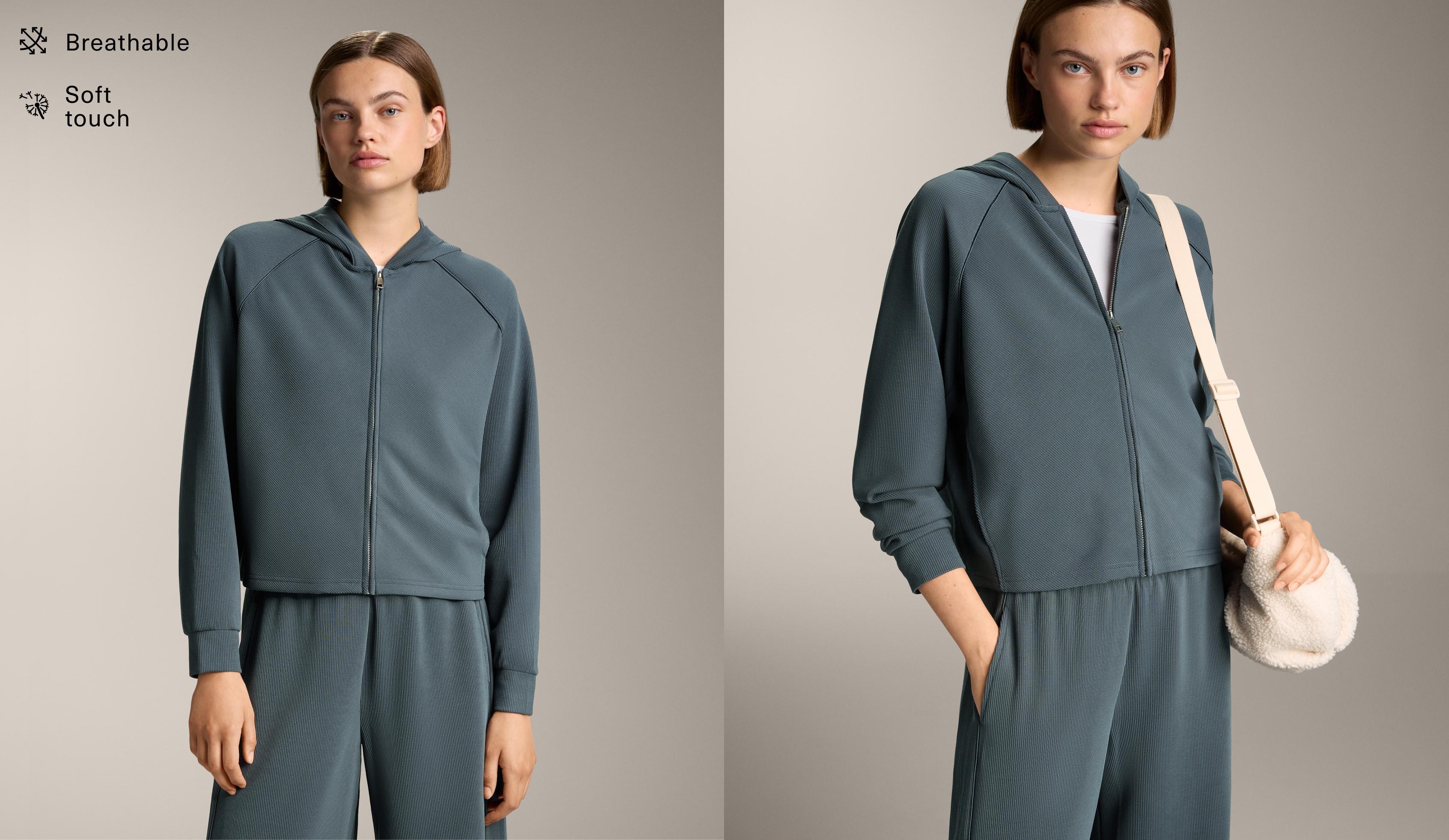 Rib 29% modal hooded jacket