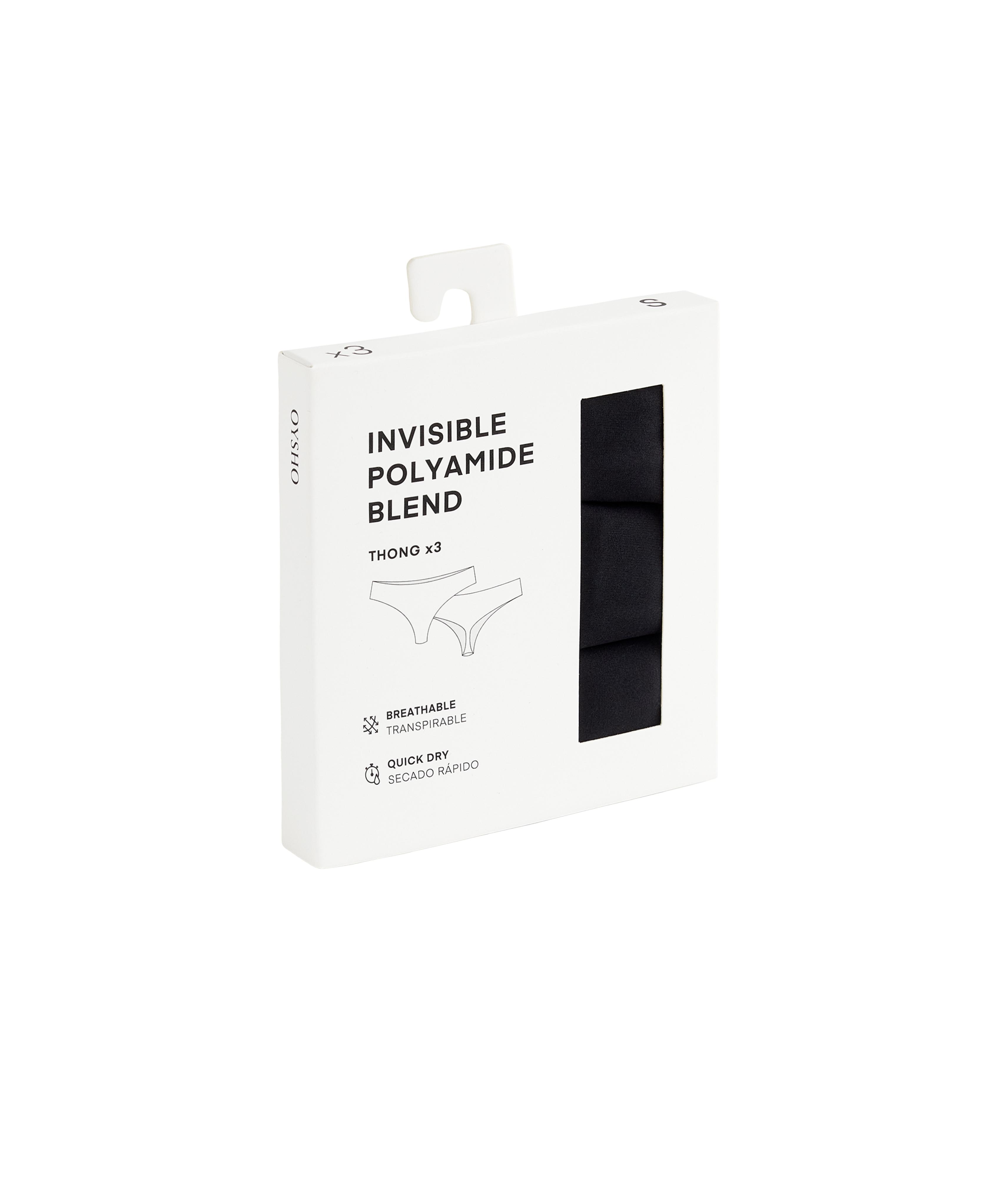 3 polyamide blend invisible thongs — BLACK
