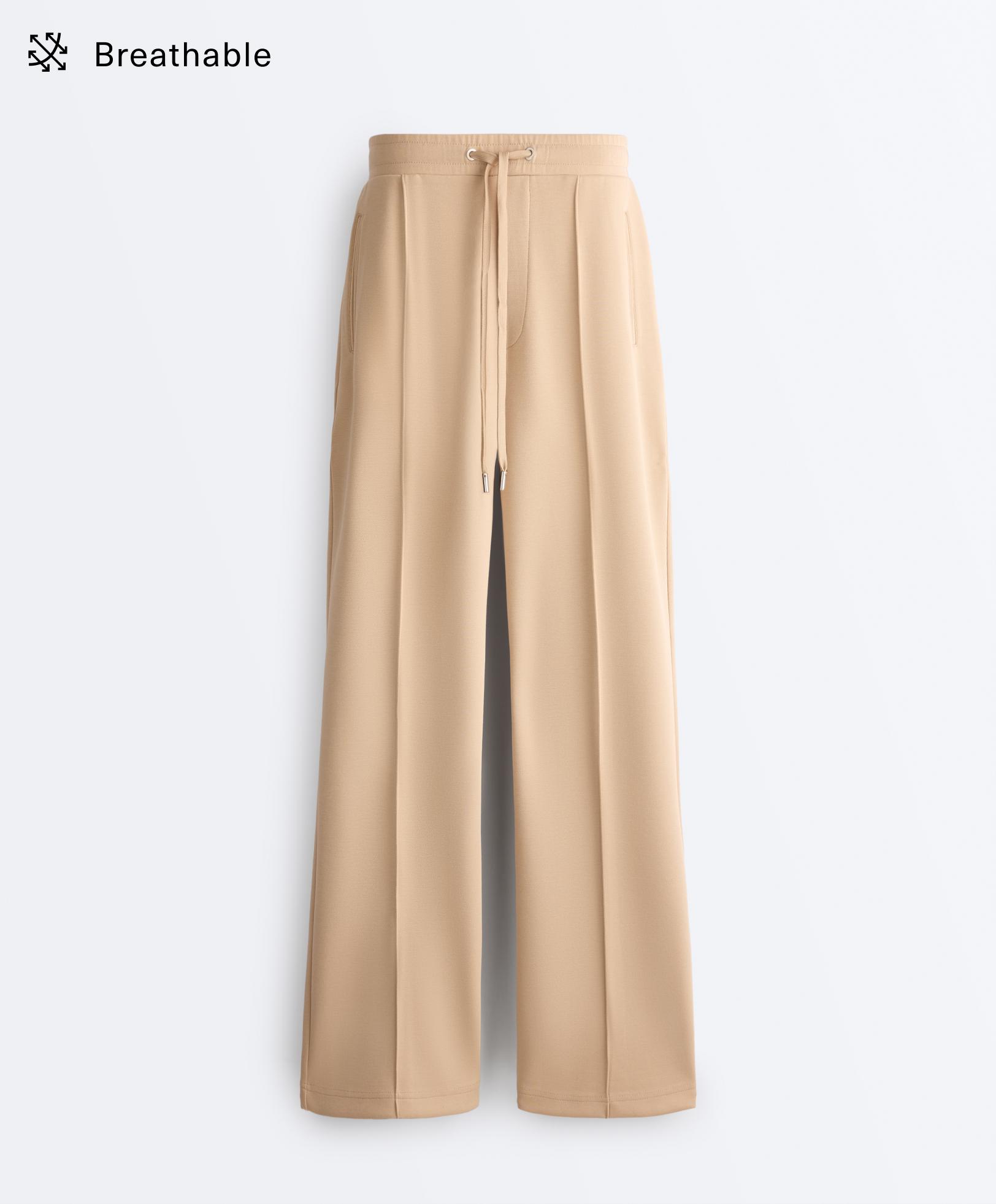 Pantalón recto piqué con algodón Pantalón recto piqué con algodón