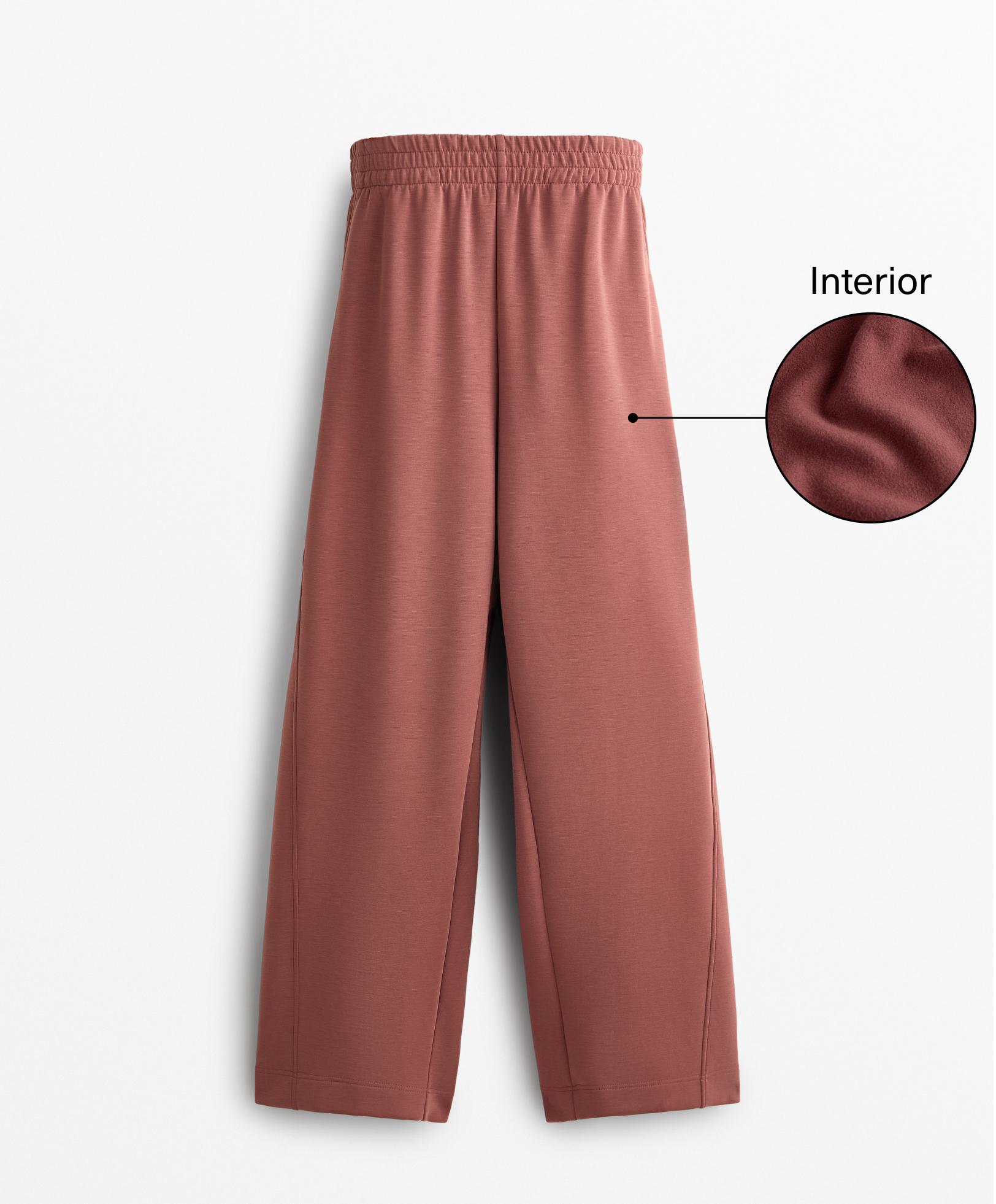 Brushed straight-leg trousers with modal