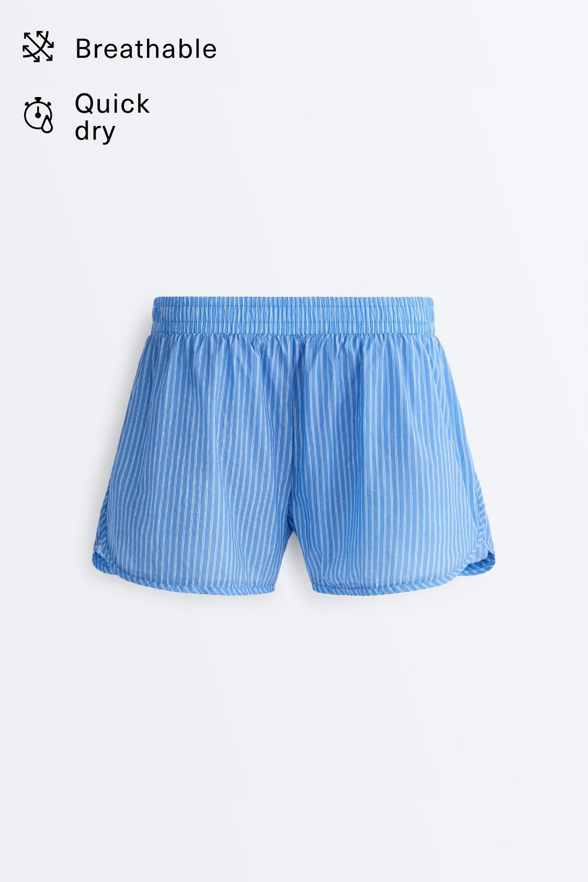 Striped technical shorts — PALE LAVENDER BLUE