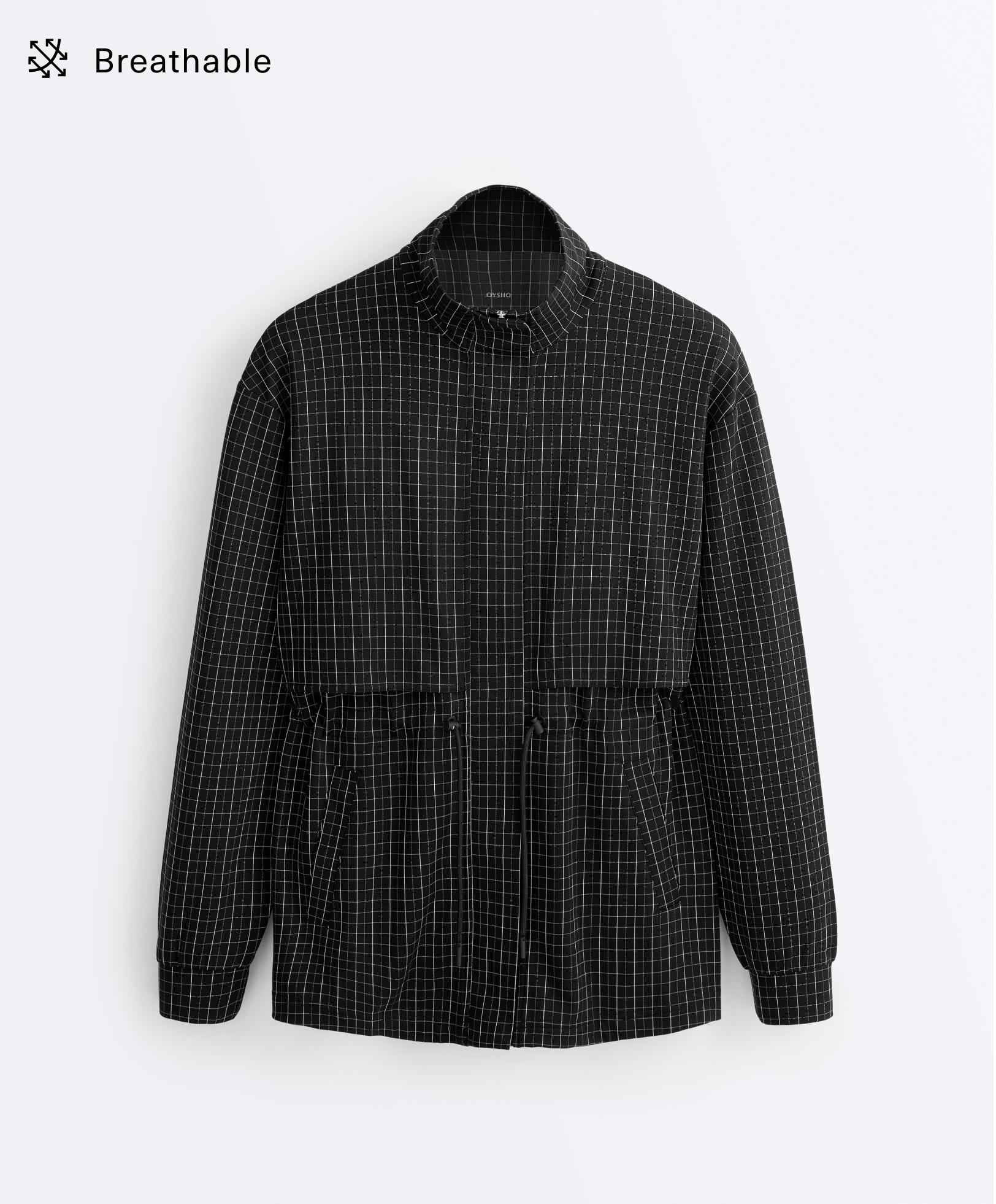 Long checked jacket — BLACK